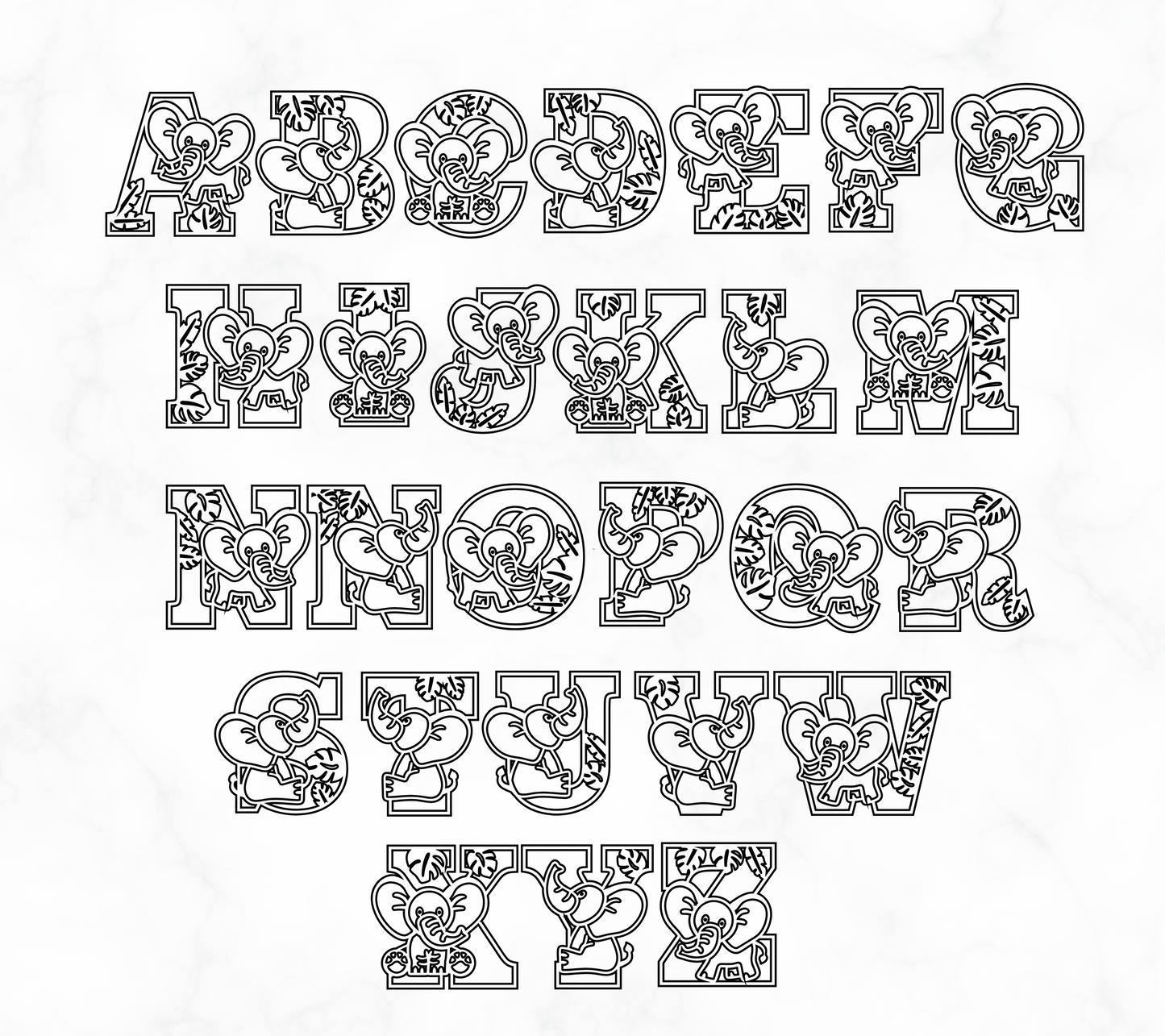 a black and white image of the letters of the alphabet