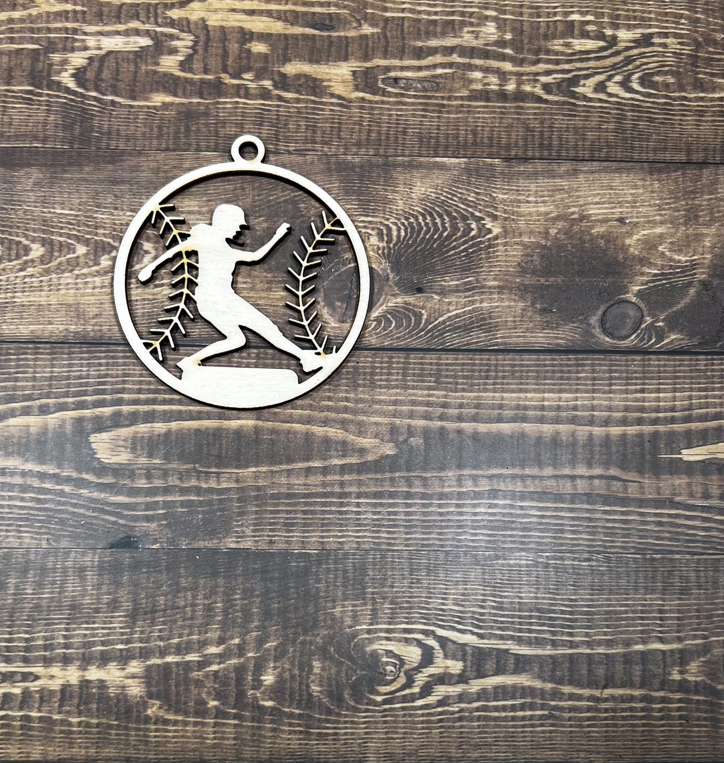 Baseball Ornament, Softball Ornament, Personalized Ornament, Wooden Family Ornament , Laser Engraved Wood Ornament
