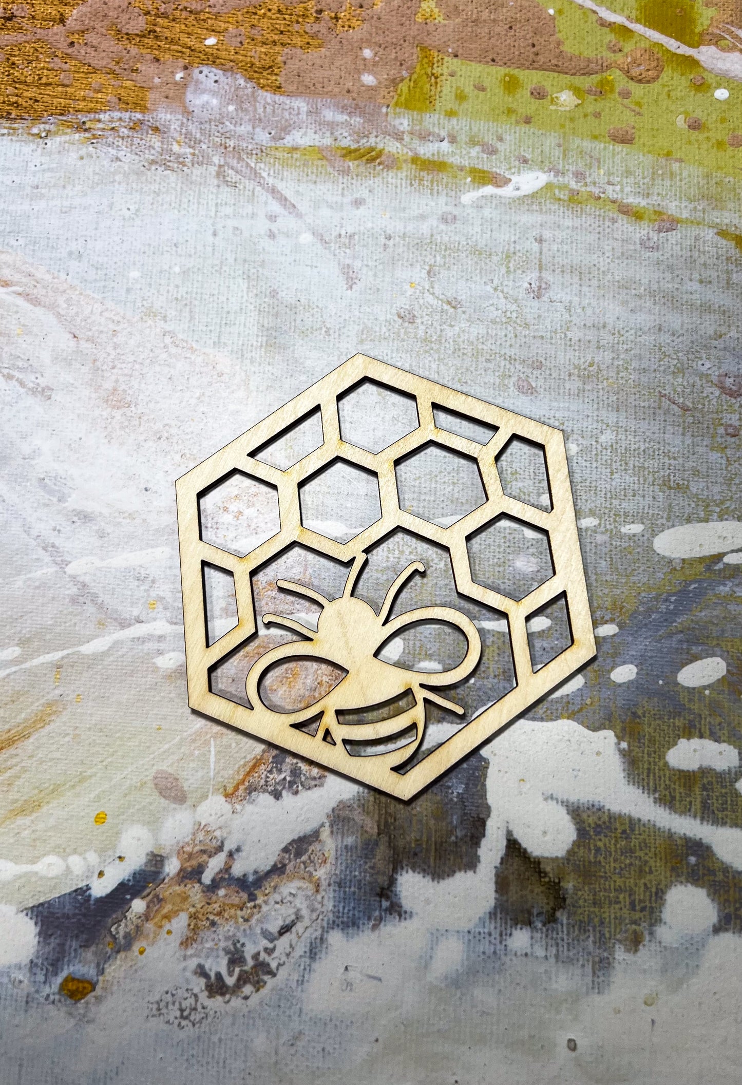 Bee Coffee Coaster, Engraved Wood Coaster Set, Hexagon Bee Coaster