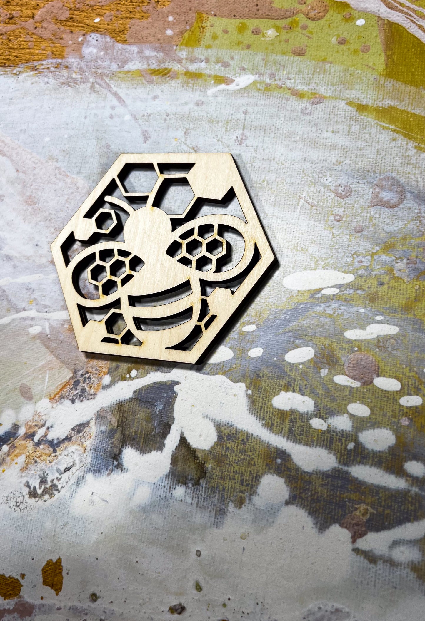 Bee Coffee Coaster, Engraved Wood Coaster Set, Hexagon Bee Coaster