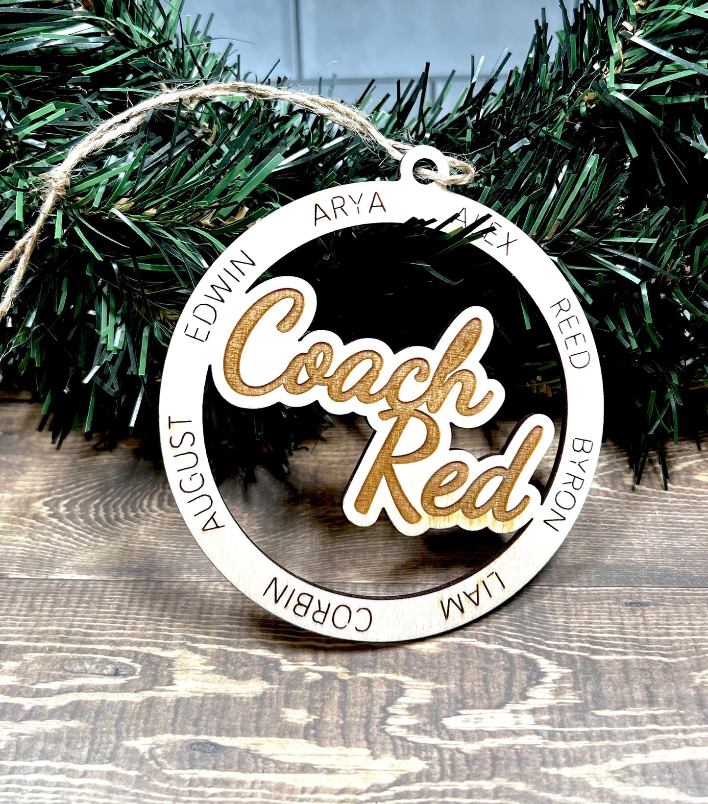 Personalized Circular Name Ornament - Customizable Family and Team Keepsake