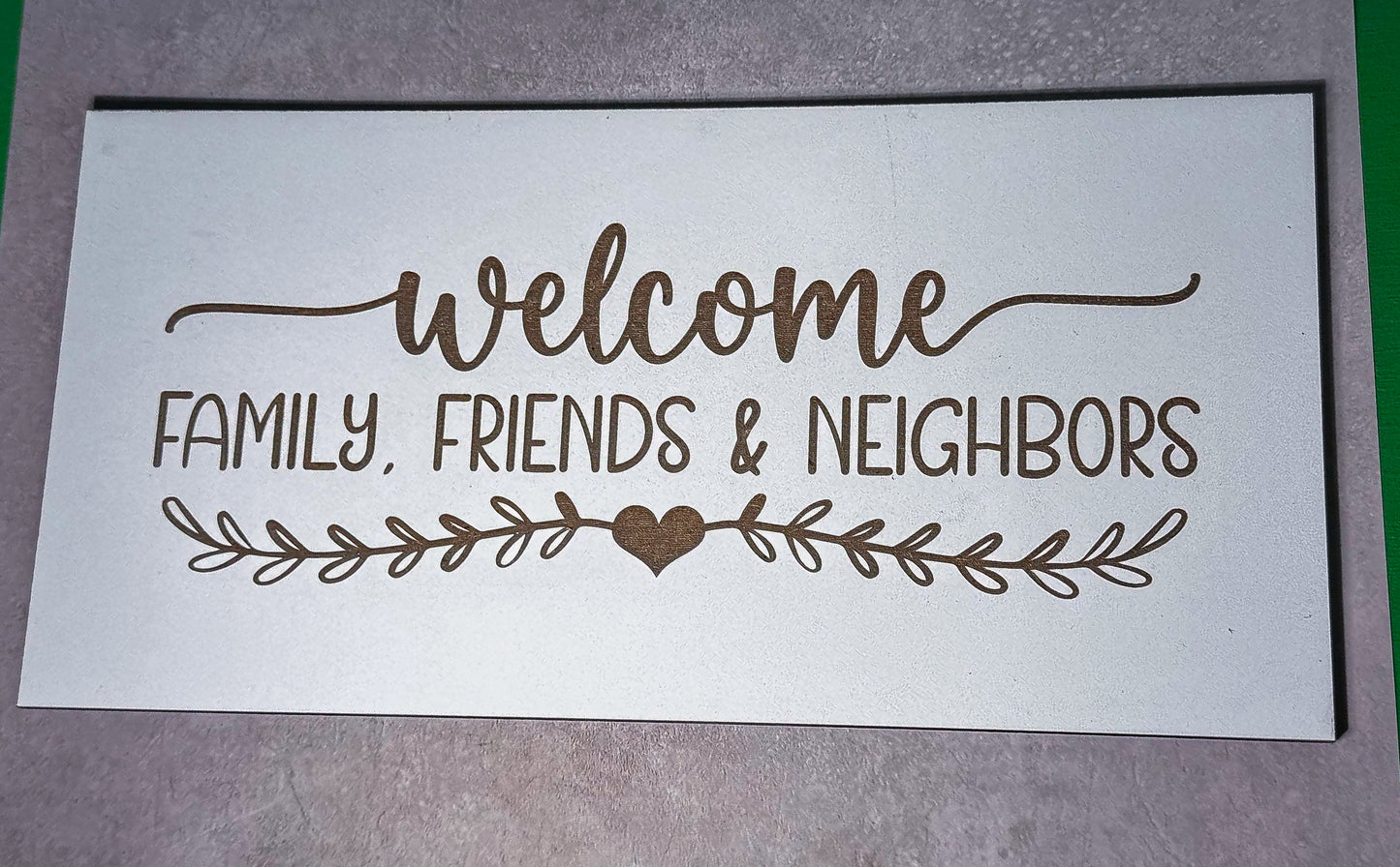 Welcome - Family, Friends and Neighbours Sign, Scrabble Tile, Wall Art