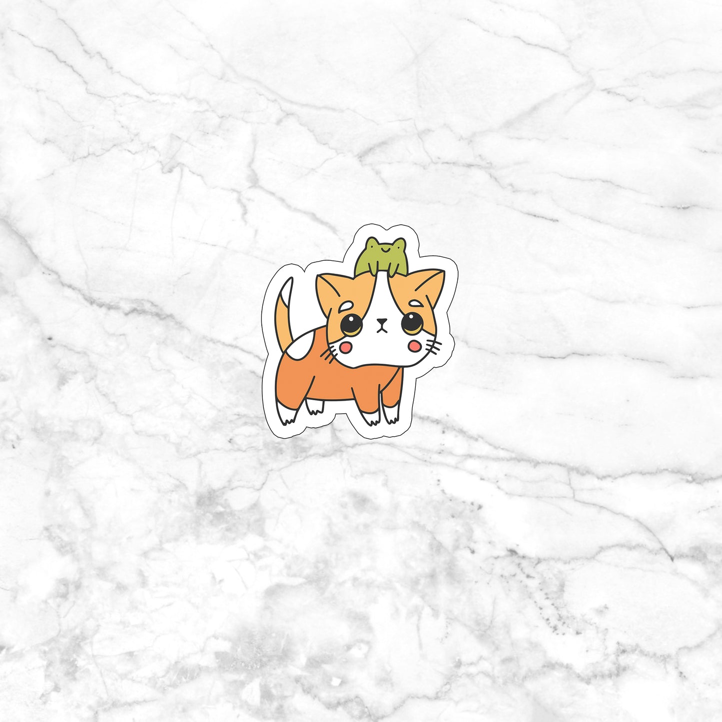 Kawaii Cats cat and frog Stickers