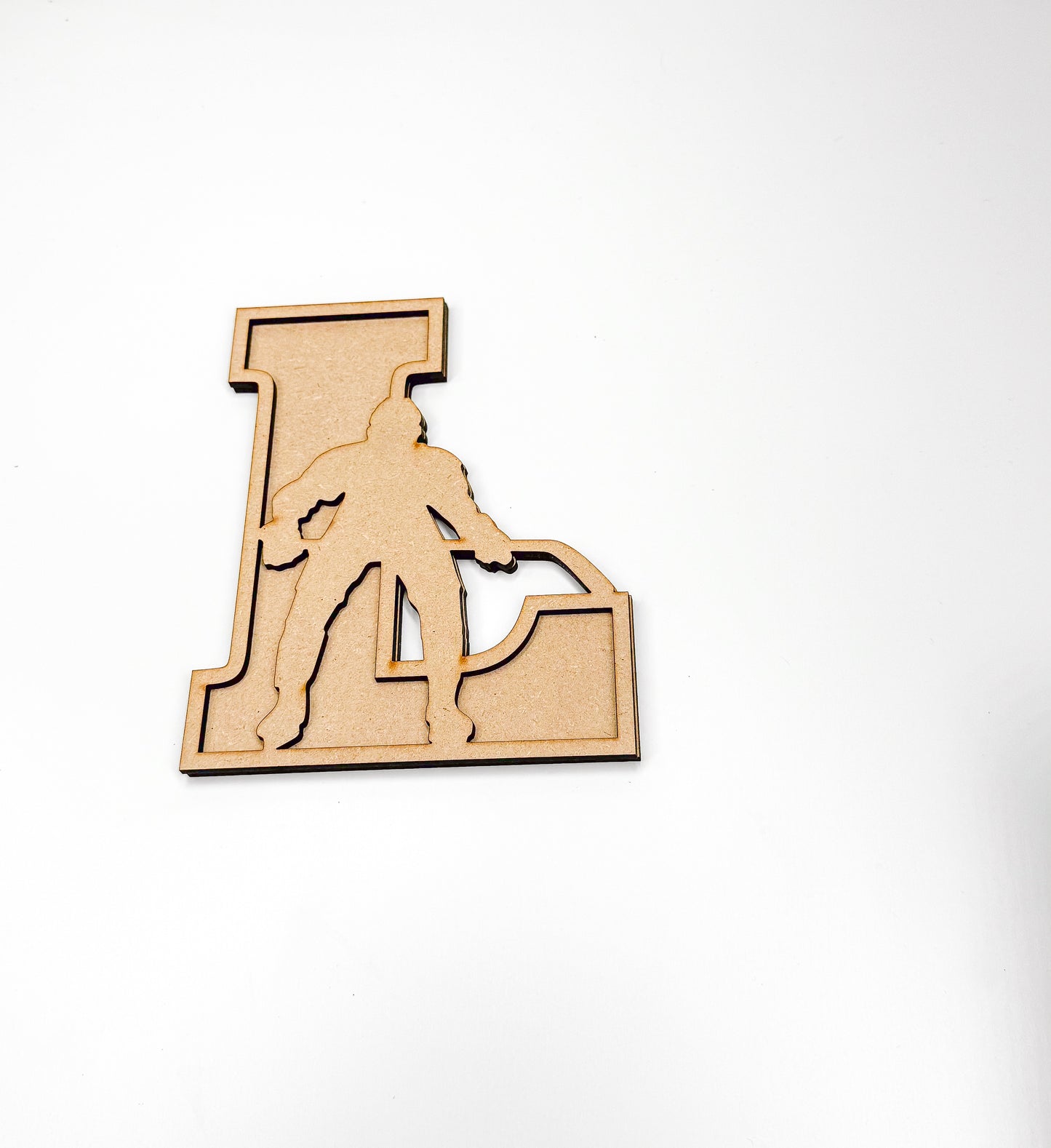 a wooden cutout of a man holding a baseball bat
