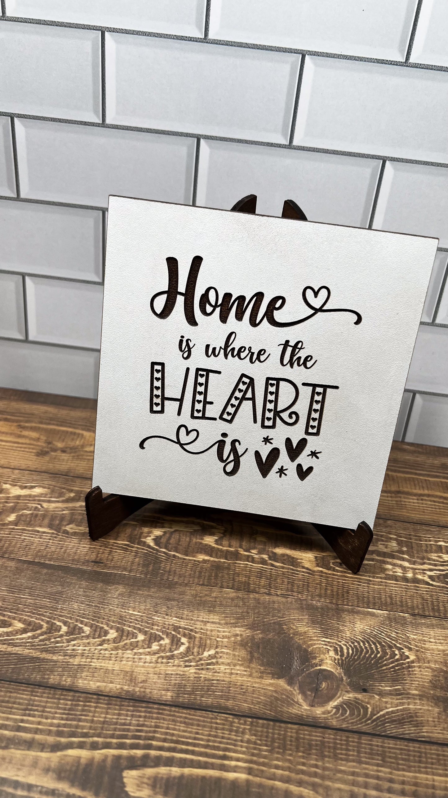 Home is where the Heart Is Sign, "5x5 " sign, Scrabble Tile, Wall Art