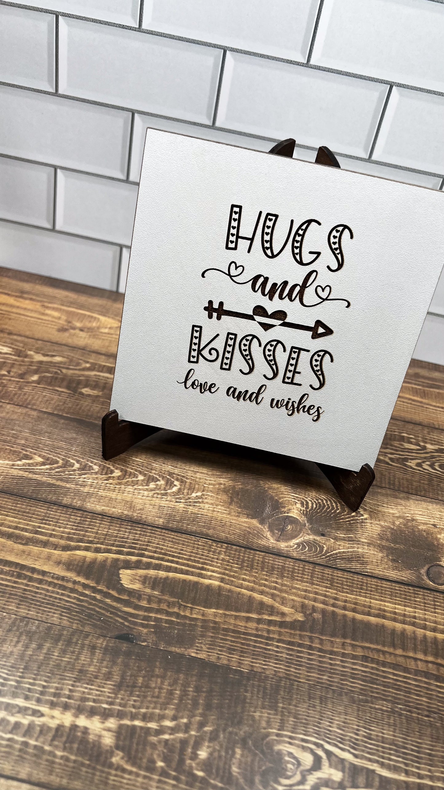 HUGS AND KISSES "5x5 " sign, Scrabble Tile, Wall Art