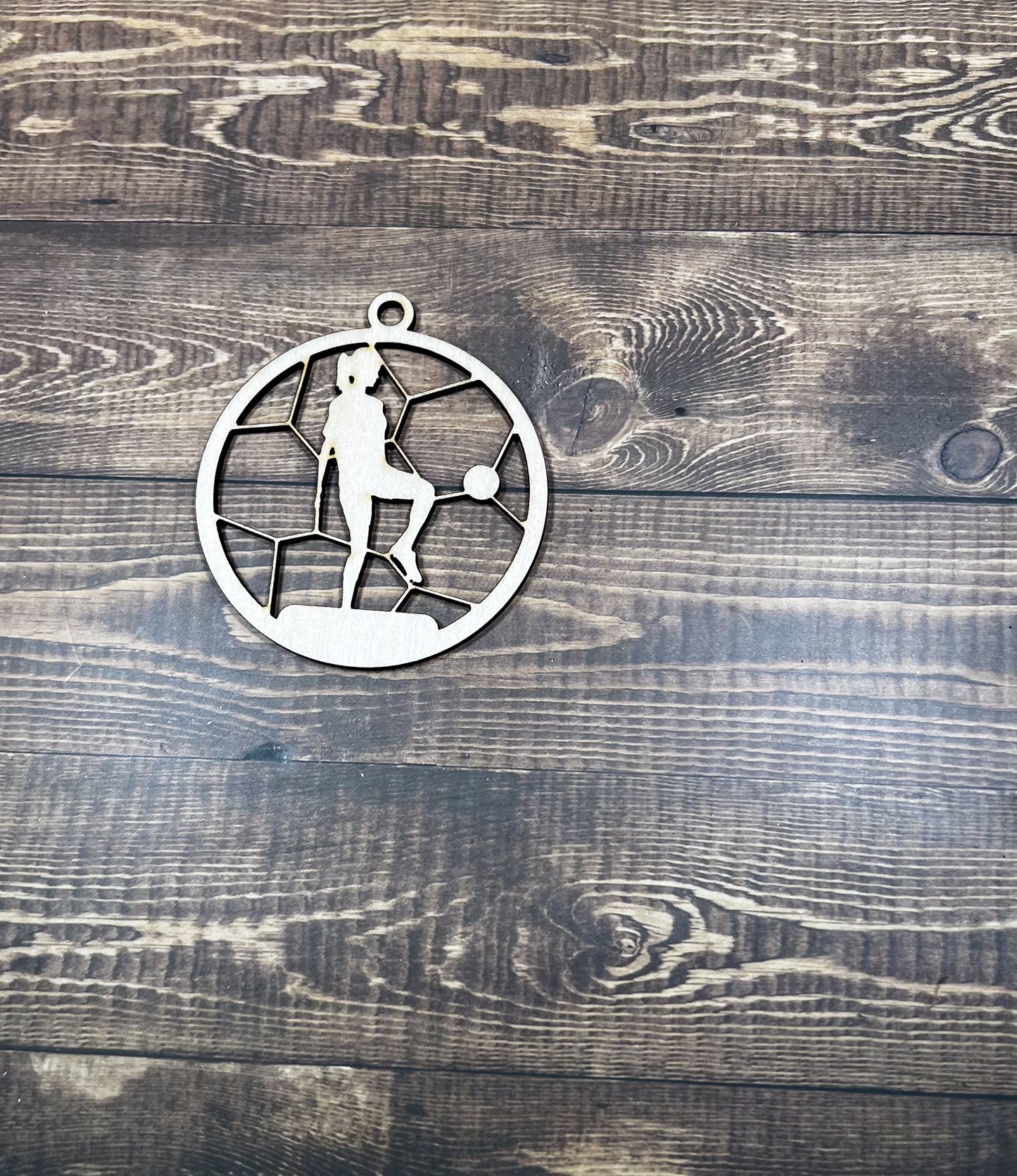Soccer Wooden Sports Ornament, Sports Ornament, Engraved Ornament, Laser Engraved Wood Ornament