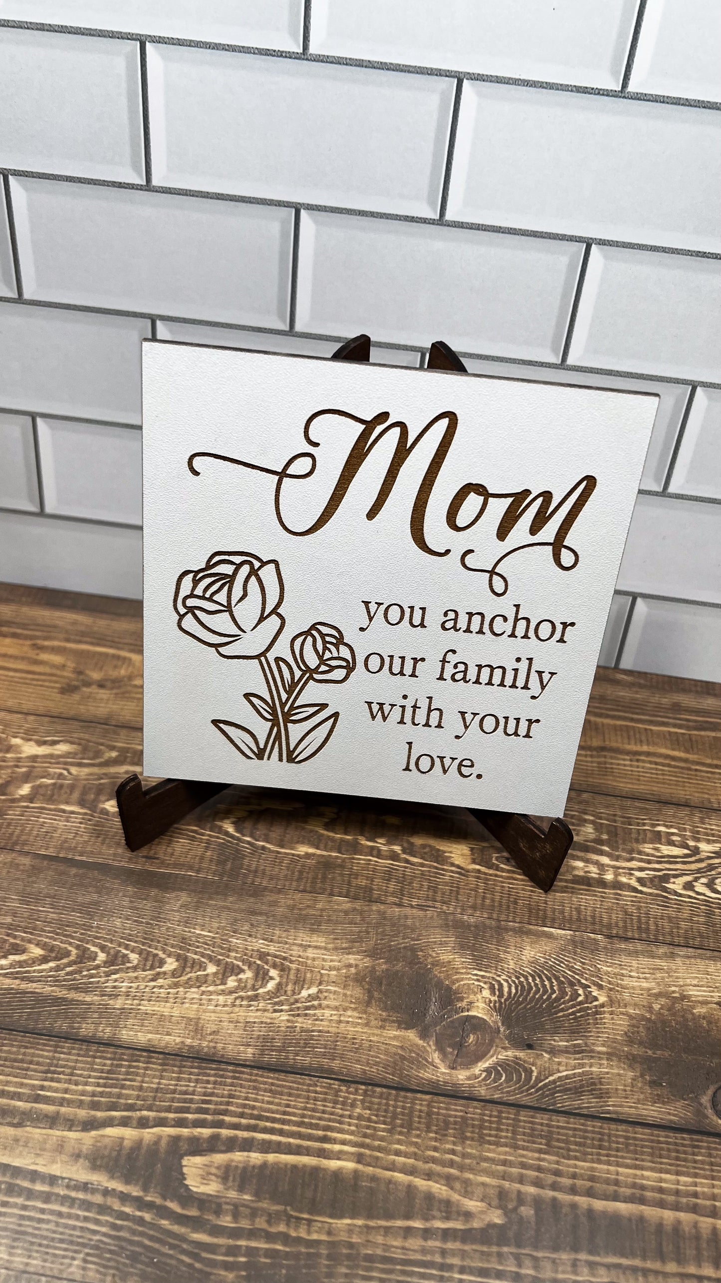 Mom, You anchor our family with your love "5x5 " sign, Scrabble Tile, Wall Art