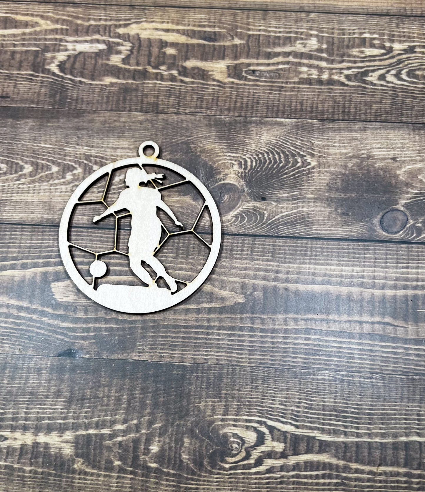 Soccer Wooden Sports Ornament, Sports Ornament, Engraved Ornament, Laser Engraved Wood Ornament