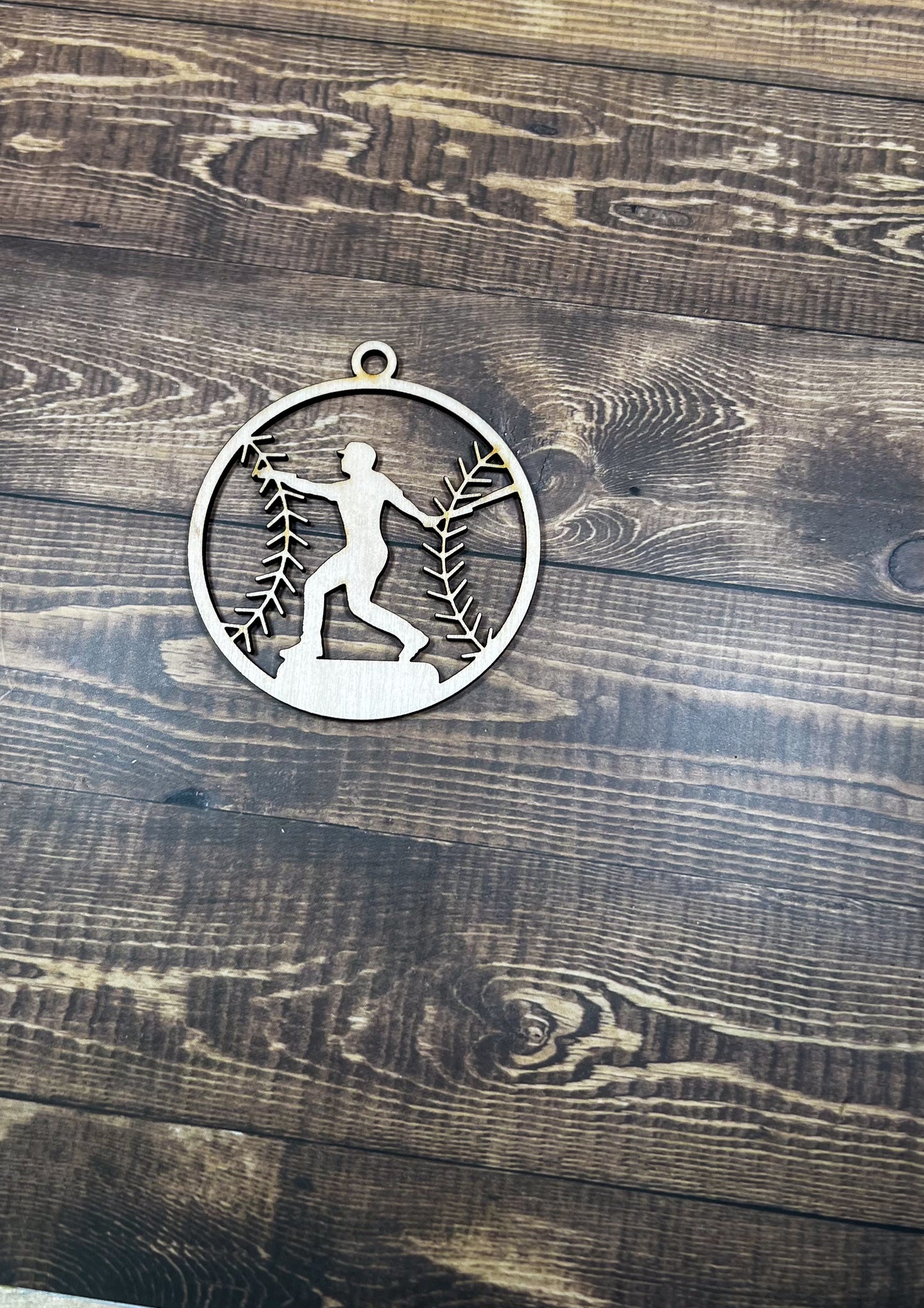 Baseball Wooden Sports Ornament, Sports Ornament, Engraved Ornament, Laser Engraved Wood Ornament