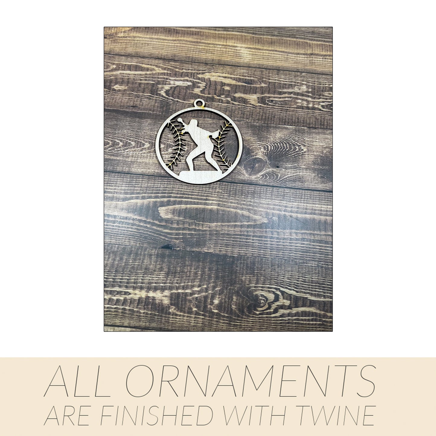 Softball Ornament, Wooden Sports Ornament, Sports Ornament, Engraved Ornament, Laser Engraved Wood Ornament