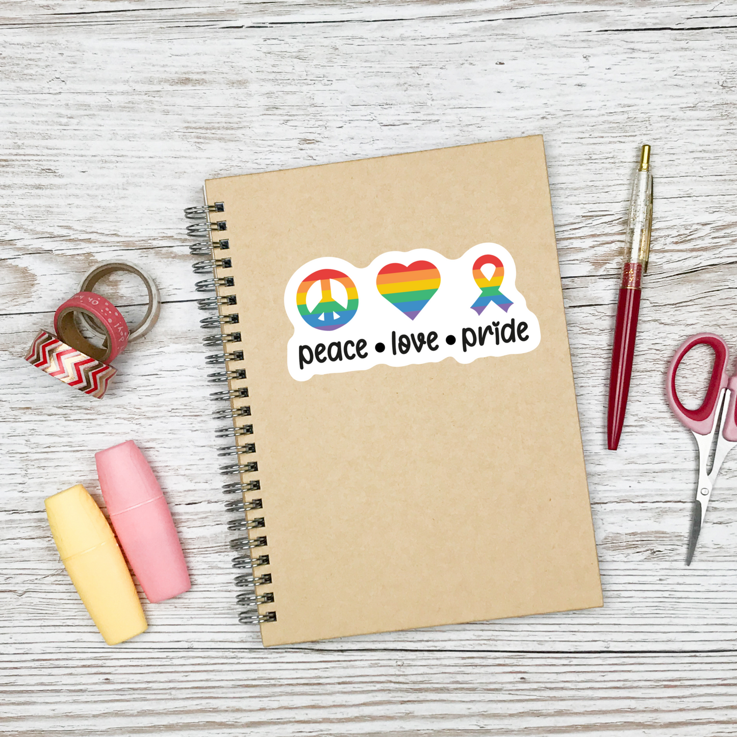 Peace Love Pride Sticker , Vinyl sticker , laptop sticker , Pride Sticker