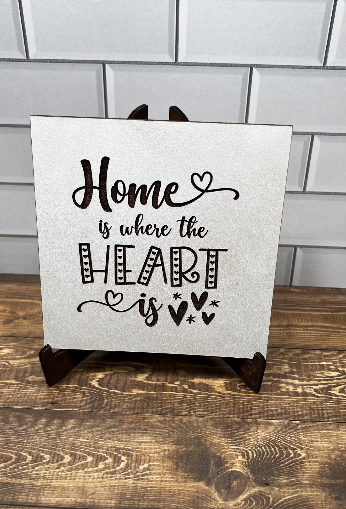Home is where the Heart Is Sign, "5x5 " sign, Scrabble Tile, Wall Art
