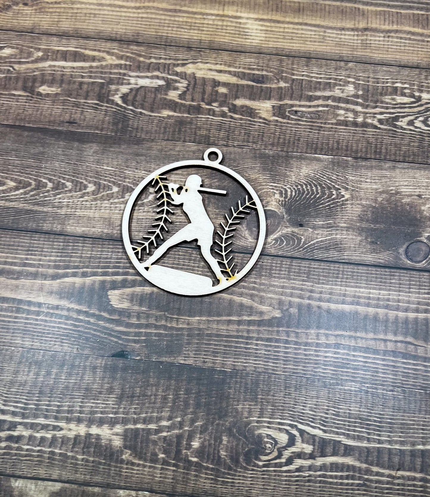 Baseball Wooden Sports Ornament, Sports Ornament, Engraved Ornament, Laser Engraved Wood Ornament