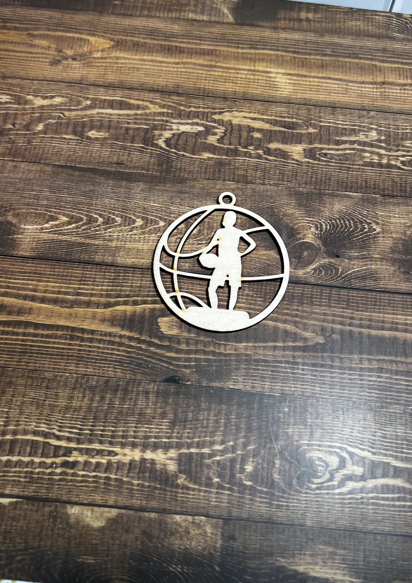 Basketball Ornament, Wooden Sports Ornament, Sports Ornament, Engraved Ornament, Laser Engraved Wood Ornament