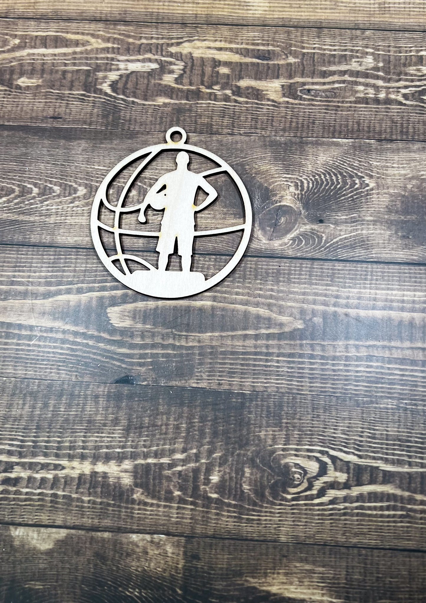 Basketball Wooden Sports Ornament, Sports Ornament, Engraved Ornament, Laser Engraved Wood Ornament