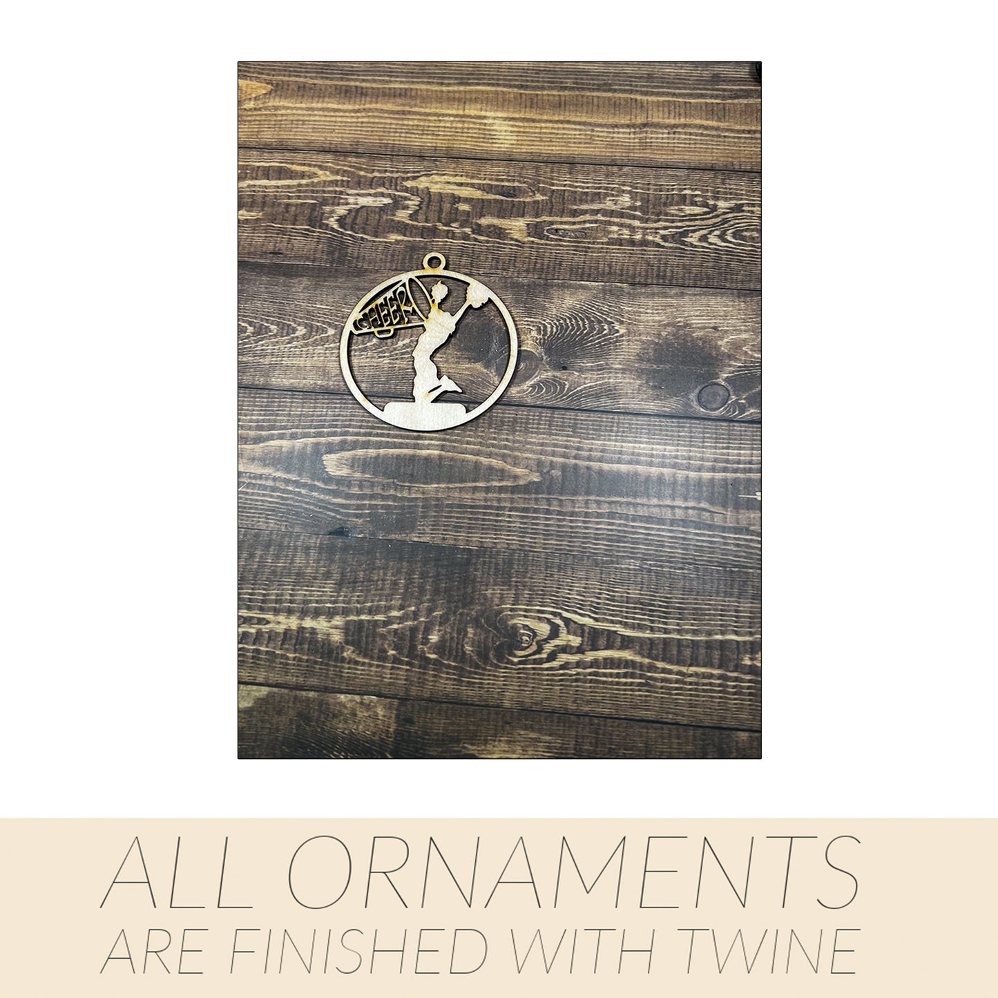 Cheerleading Ornament, Wooden Sports Ornament, Sports Ornament, Engraved Ornament, Laser Engraved Wood Ornament