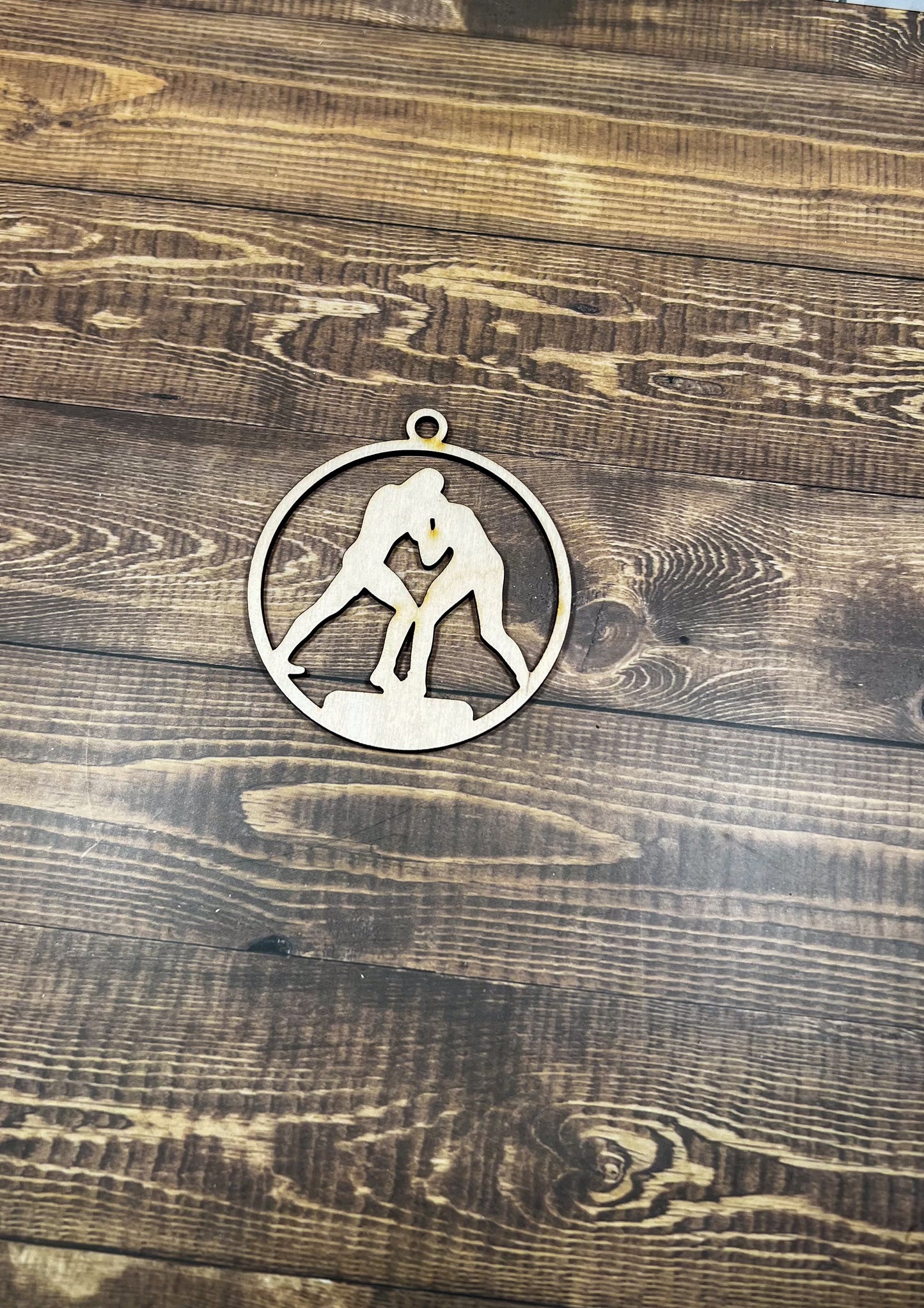 Wrestling Ornament, Wooden Sports Ornament, Sports Ornament, Engraved Ornament, Laser Engraved Wood Ornament