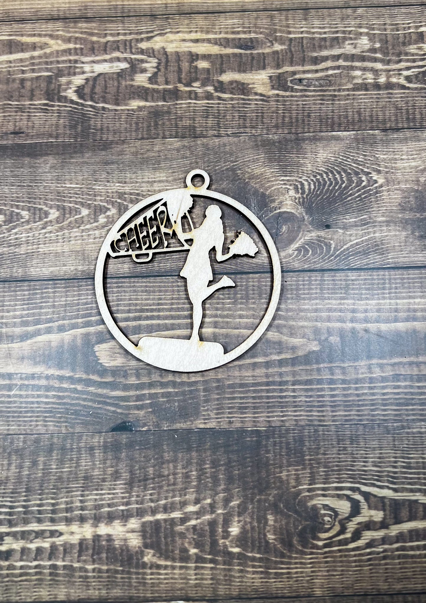 Cheer Ornament, Wooden Sports Ornament, Sports Ornament, Engraved Ornament, Laser Engraved Wood Ornament