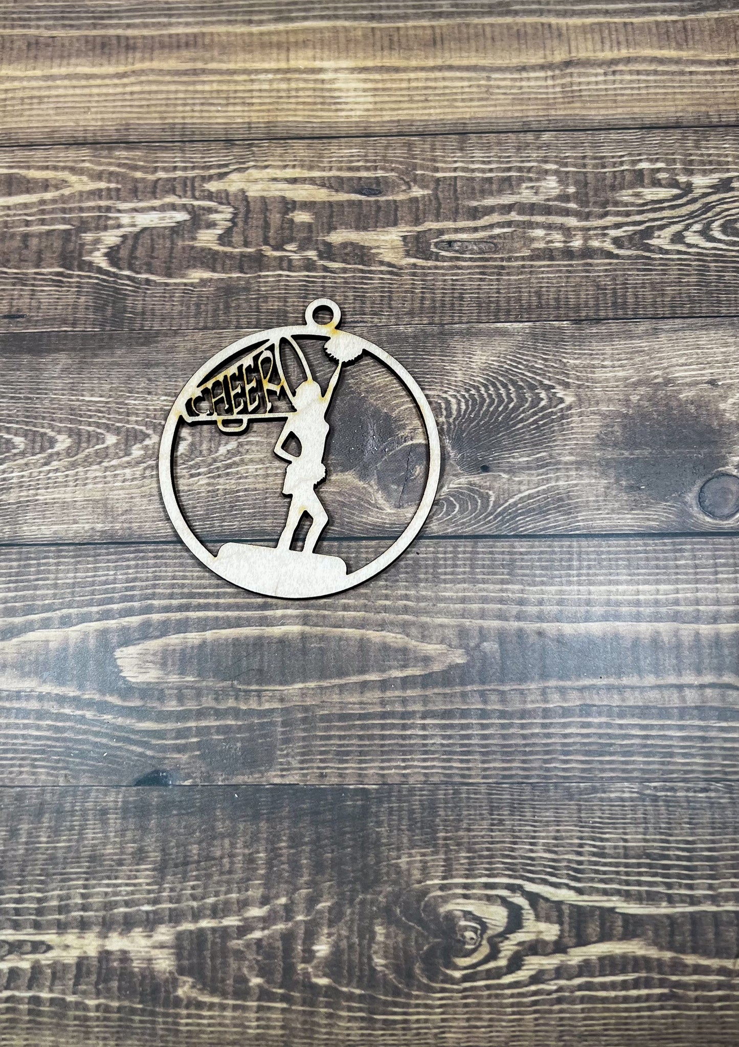 Cheer Wooden Sports Ornament, Sports Ornament, Engraved Ornament, Laser Engraved Wood Ornament