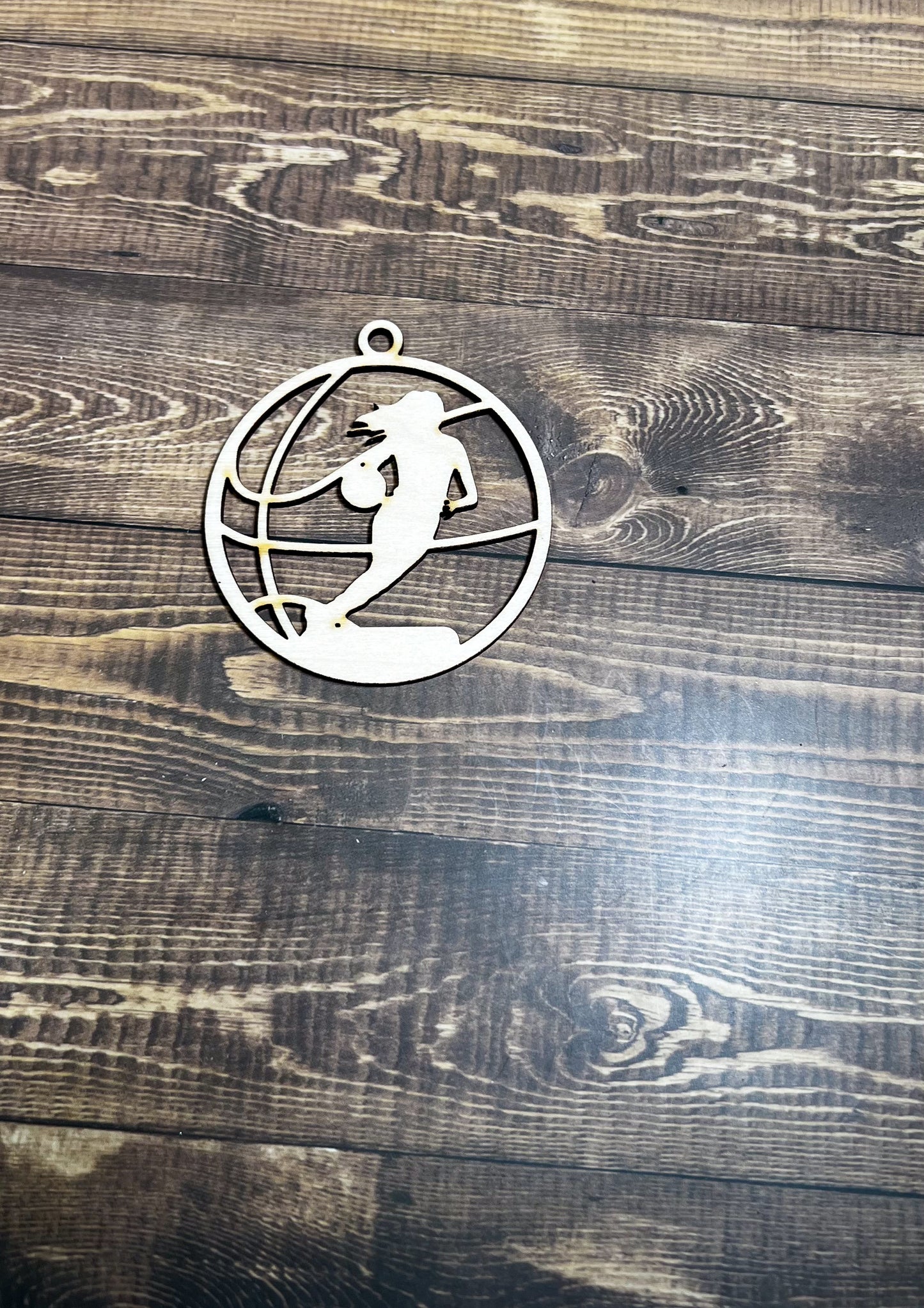 Basketball Wooden Sports Ornament, Sports Ornament, Engraved Ornament, Laser Engraved Wood Ornament