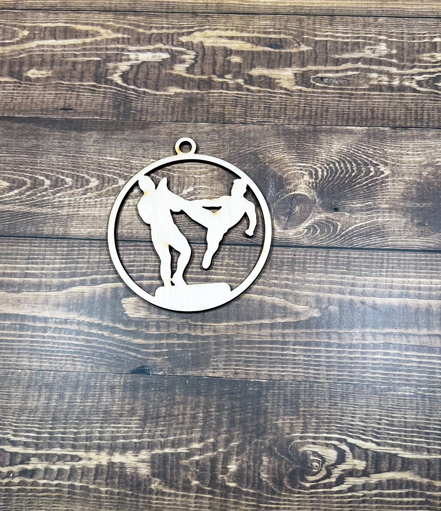 Karate Ornament, Wooden Sports Ornament, Sports Ornament, Engraved Ornament, Laser Engraved Wood Ornament
