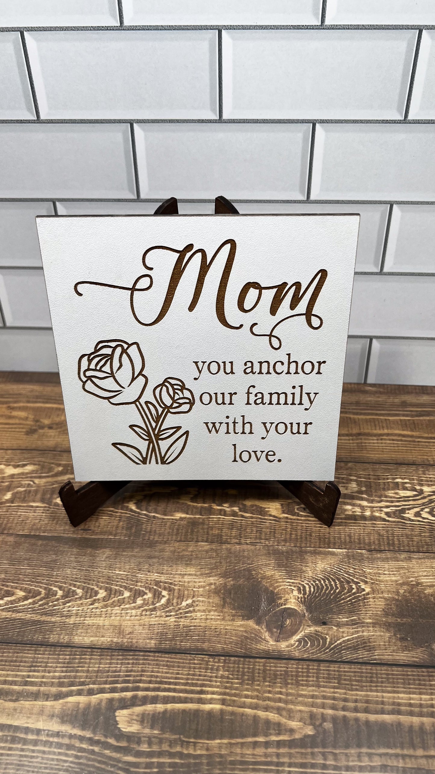 Mom, You anchor our family with your love "5x5 " sign, Scrabble Tile, Wall Art