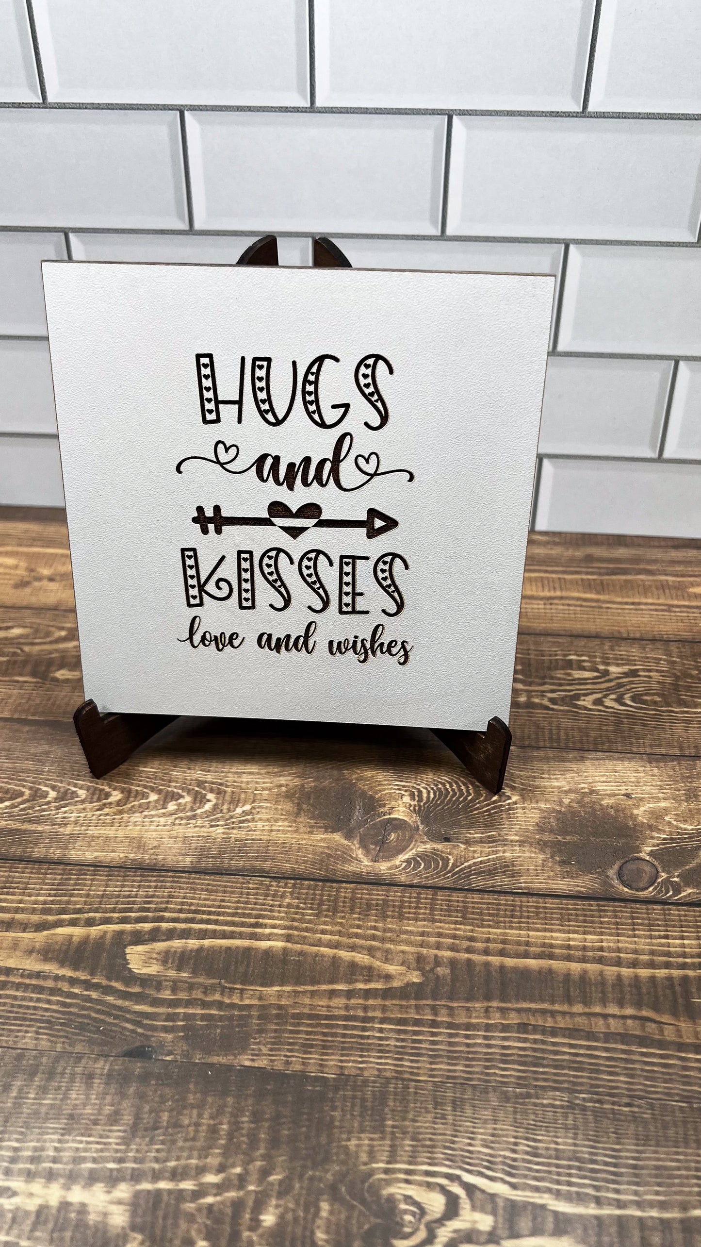 HUGS AND KISSES "5x5 " sign, Scrabble Tile, Wall Art