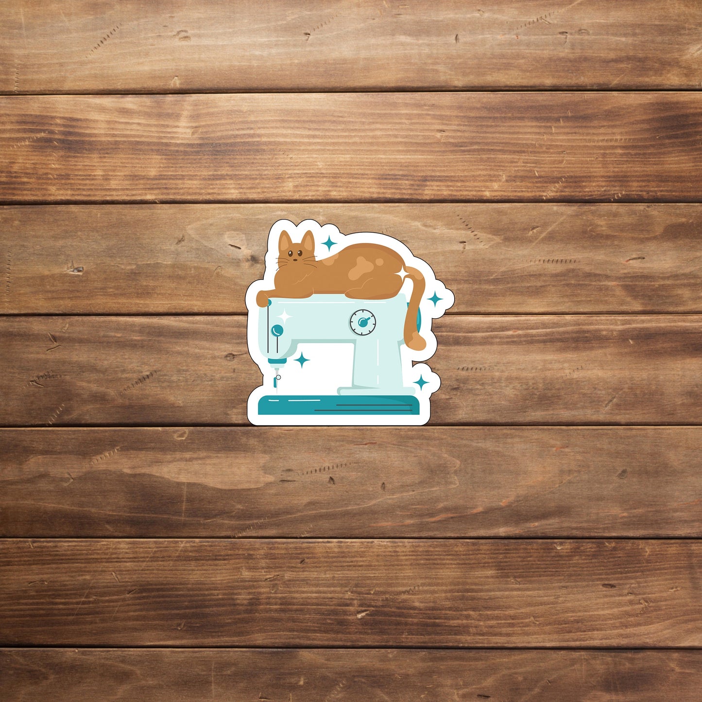 Cat & Sewing Machine Sticker