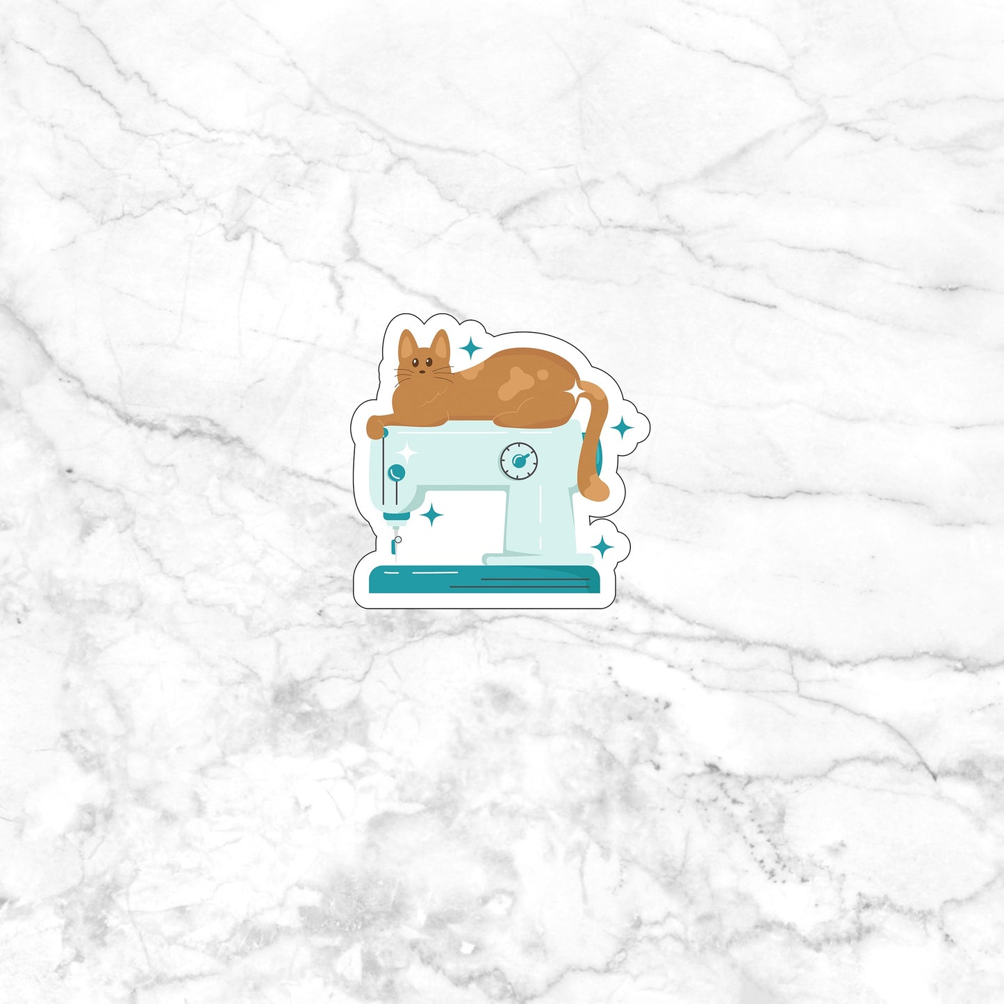 Cat & Sewing Machine Sticker