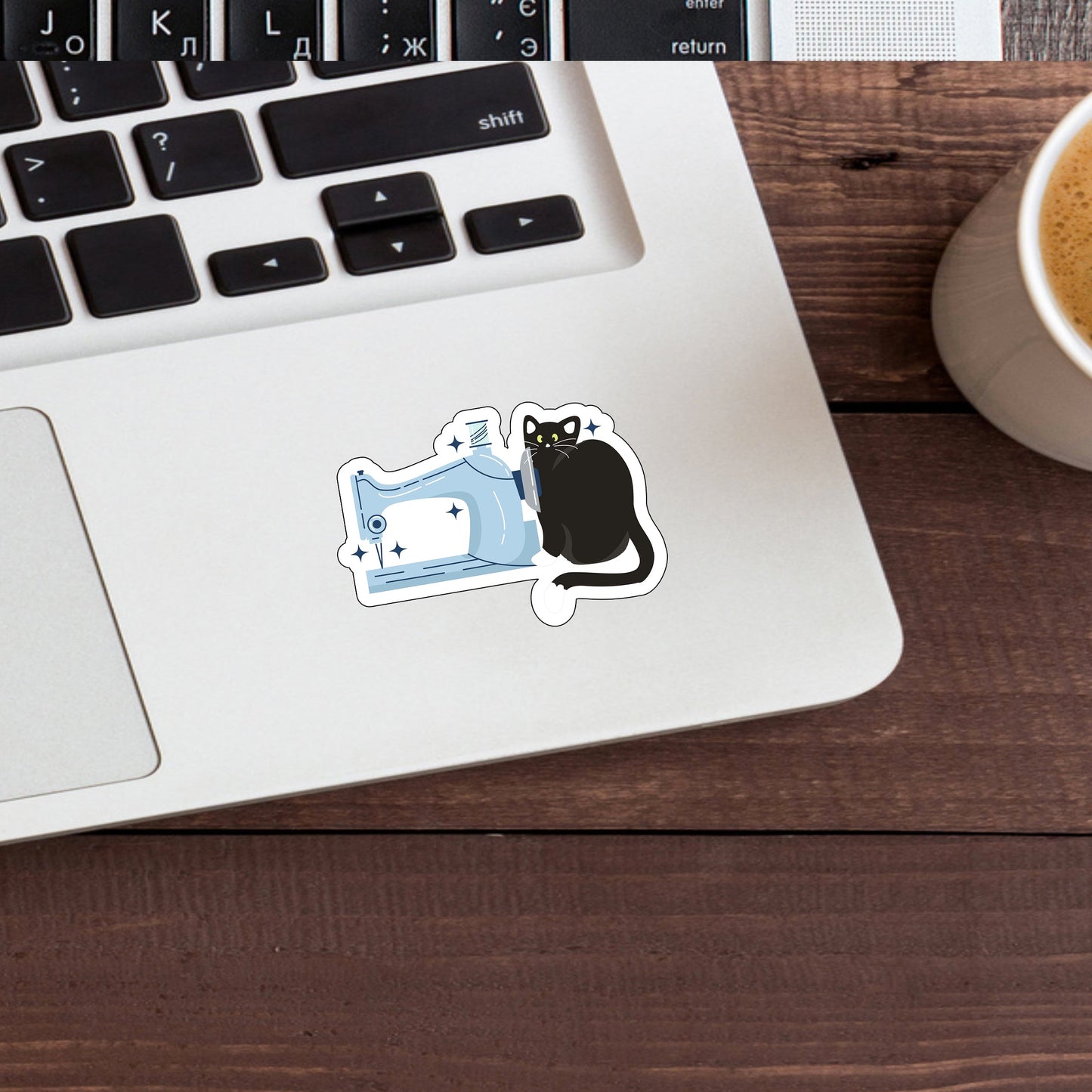 Cat & Sewing Machine Sticker