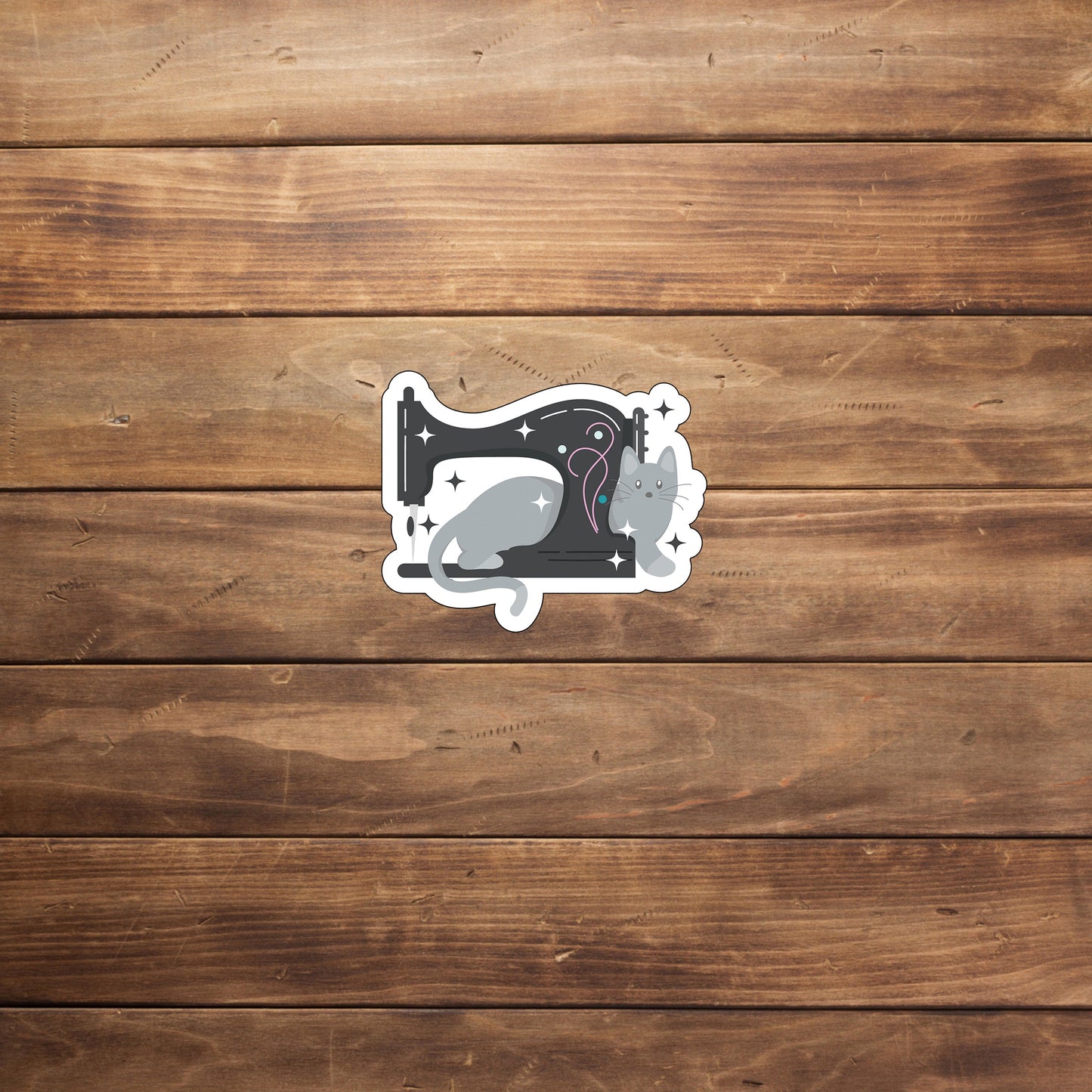 Cat & Sewing Machine Sticker