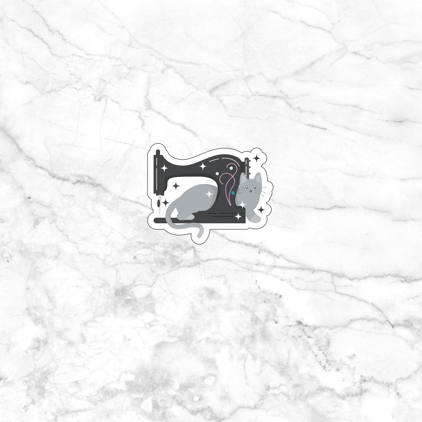 Cat & Sewing Machine Sticker
