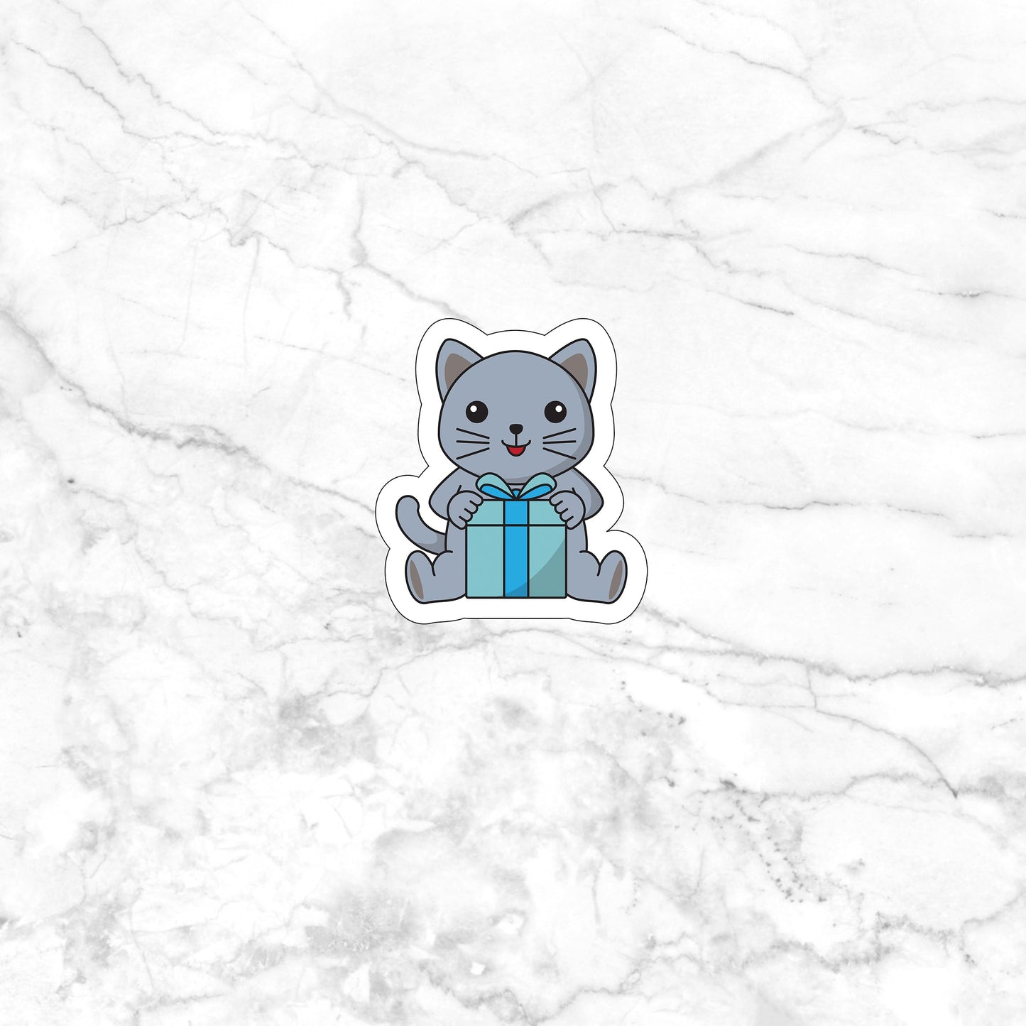 Cute Cat Birthday Sticker () Sticker, Vinyl sticker, laptop sticker, Tablet sticker