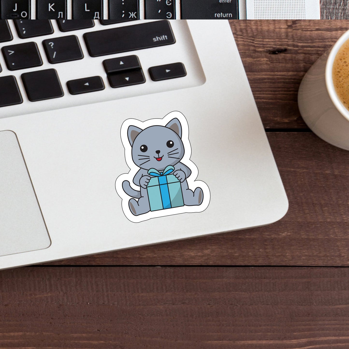Cute Cat Birthday Sticker () Sticker, Vinyl sticker, laptop sticker, Tablet sticker