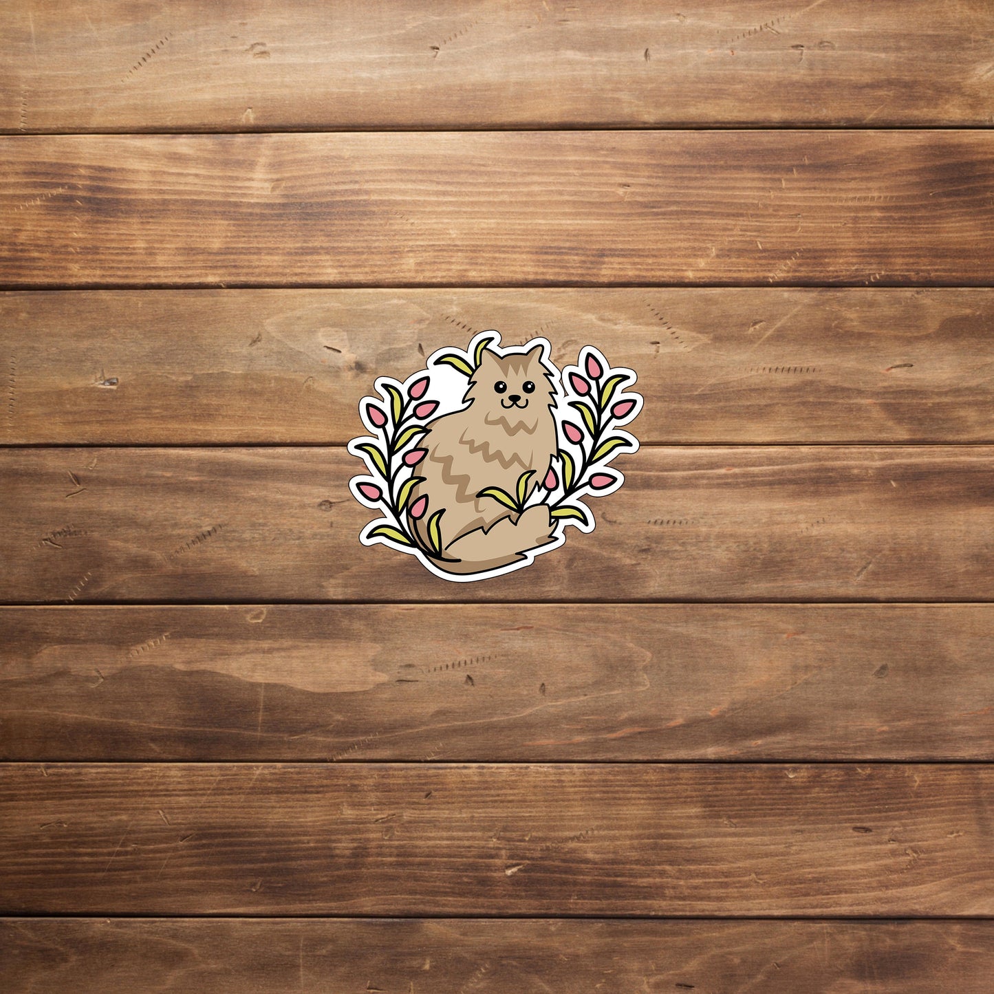 Garden Cat With Flower For Sticker 0