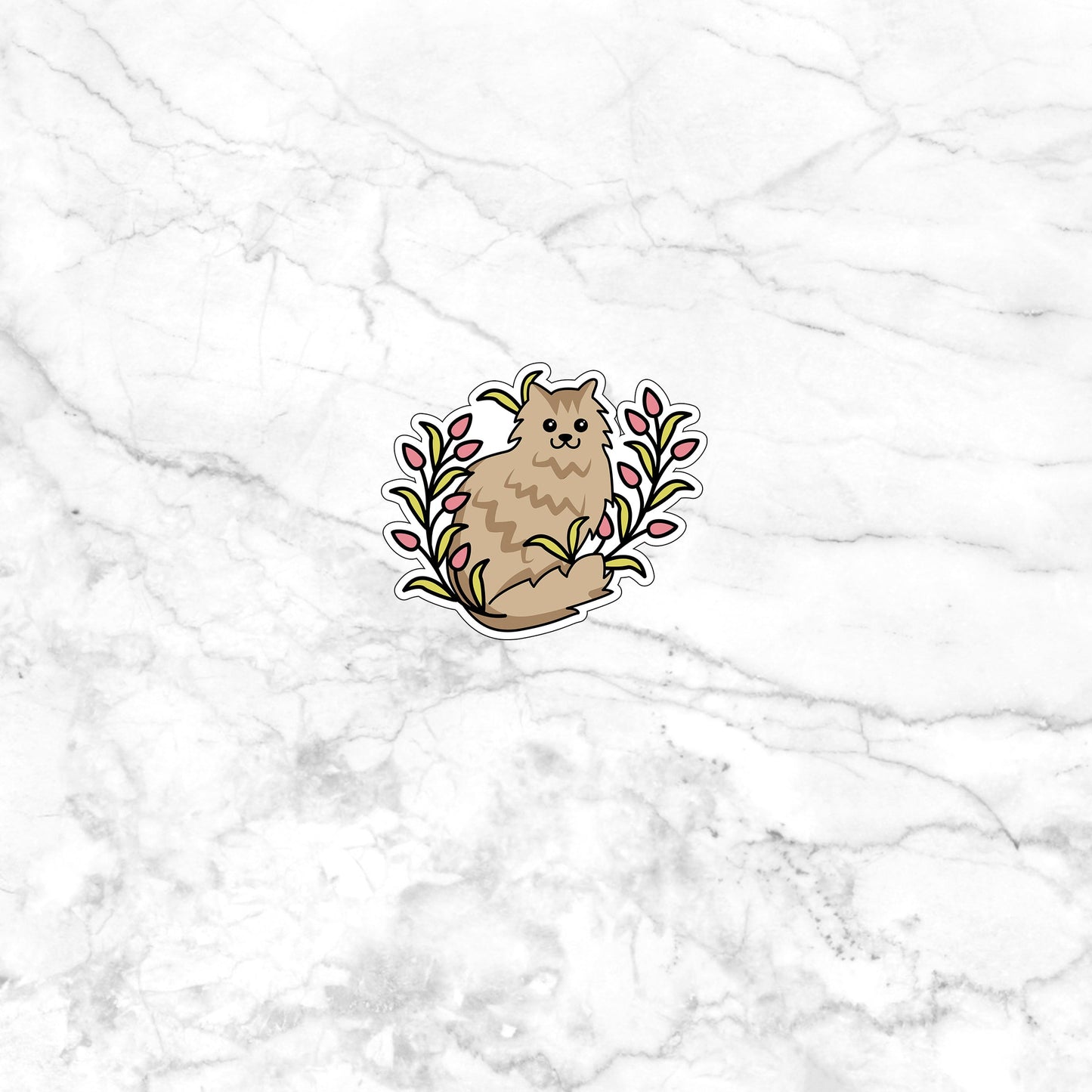 Garden Cat With Flower For Sticker 0