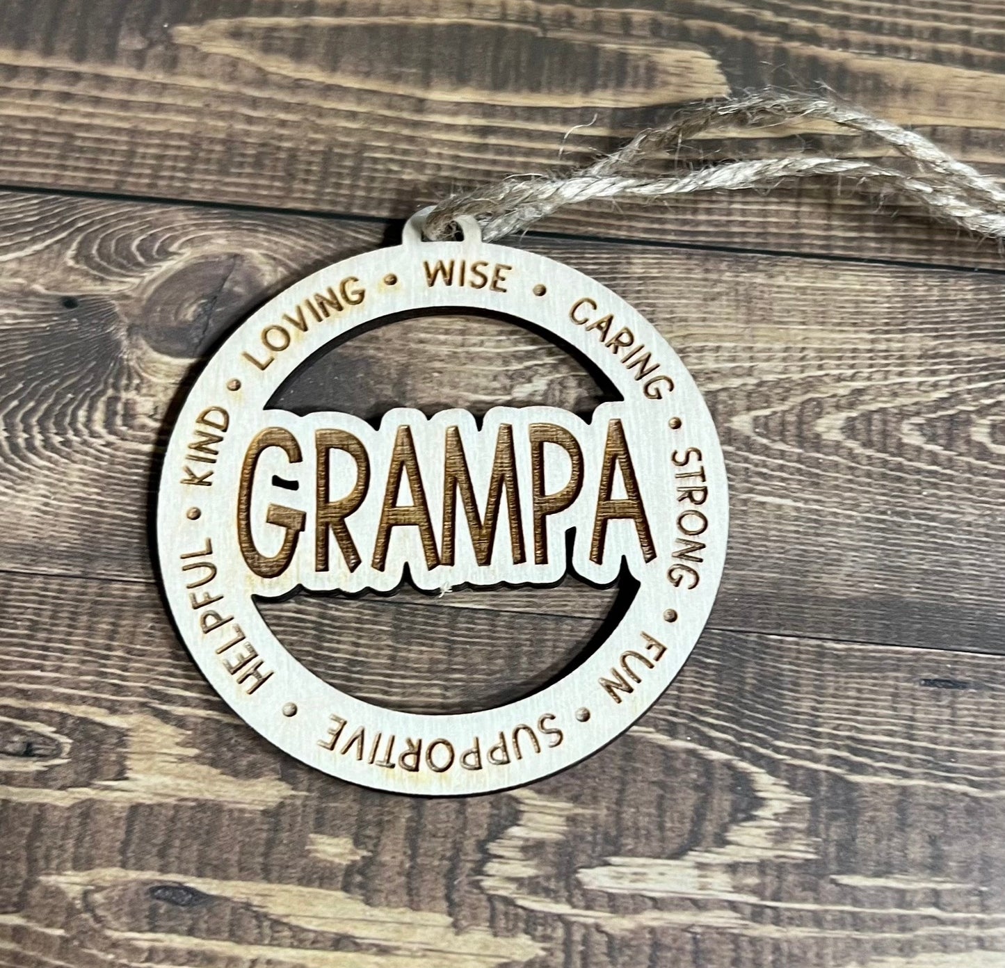 GRAMPA Ornaments ,Personalized Ornament, Wooden Family Ornament , Laser Engraved Wood Ornament