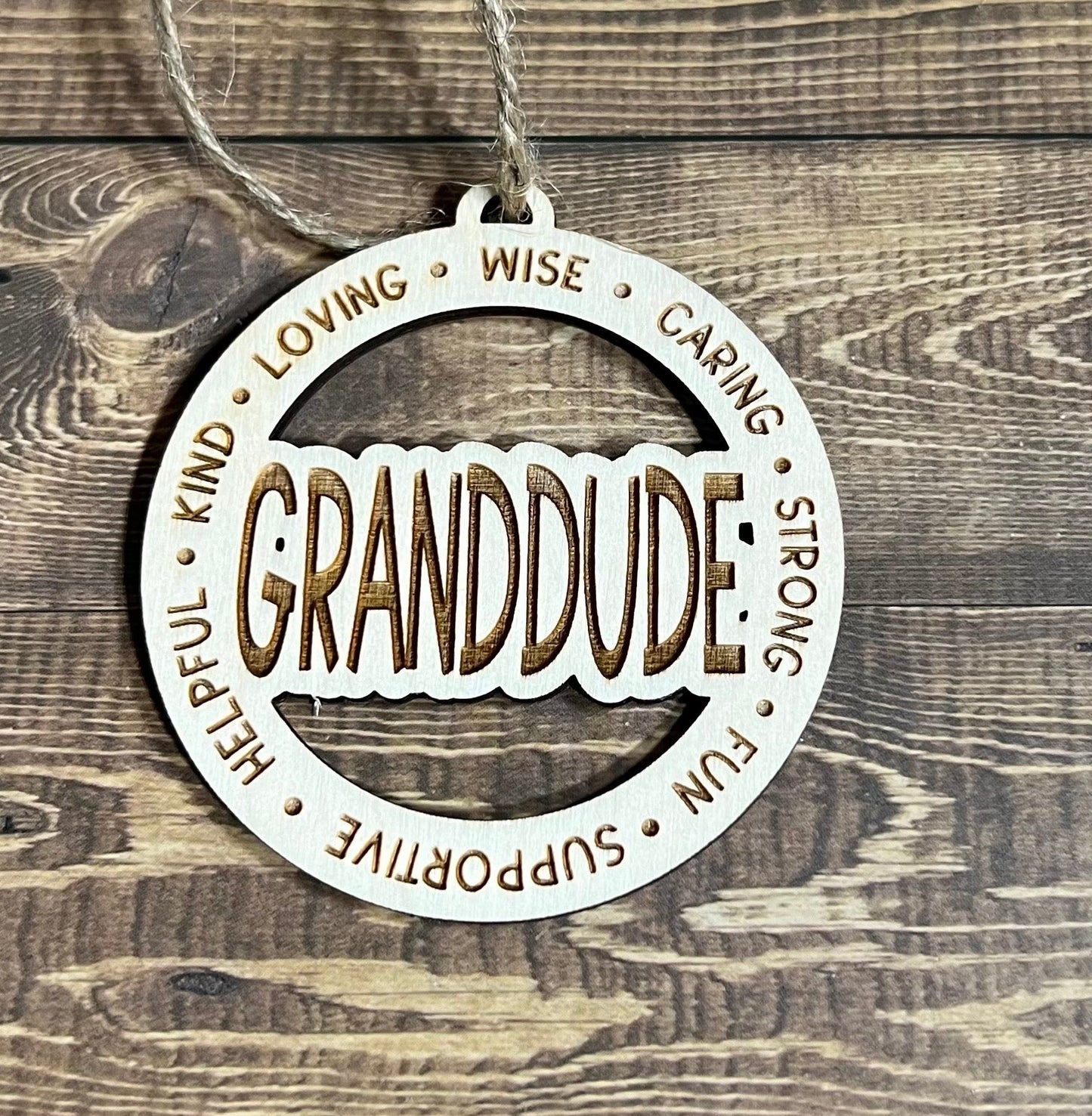 GRANDDUDE Ornaments ,Personalized Ornament, Wooden Family Ornament , Laser Engraved Wood Ornament