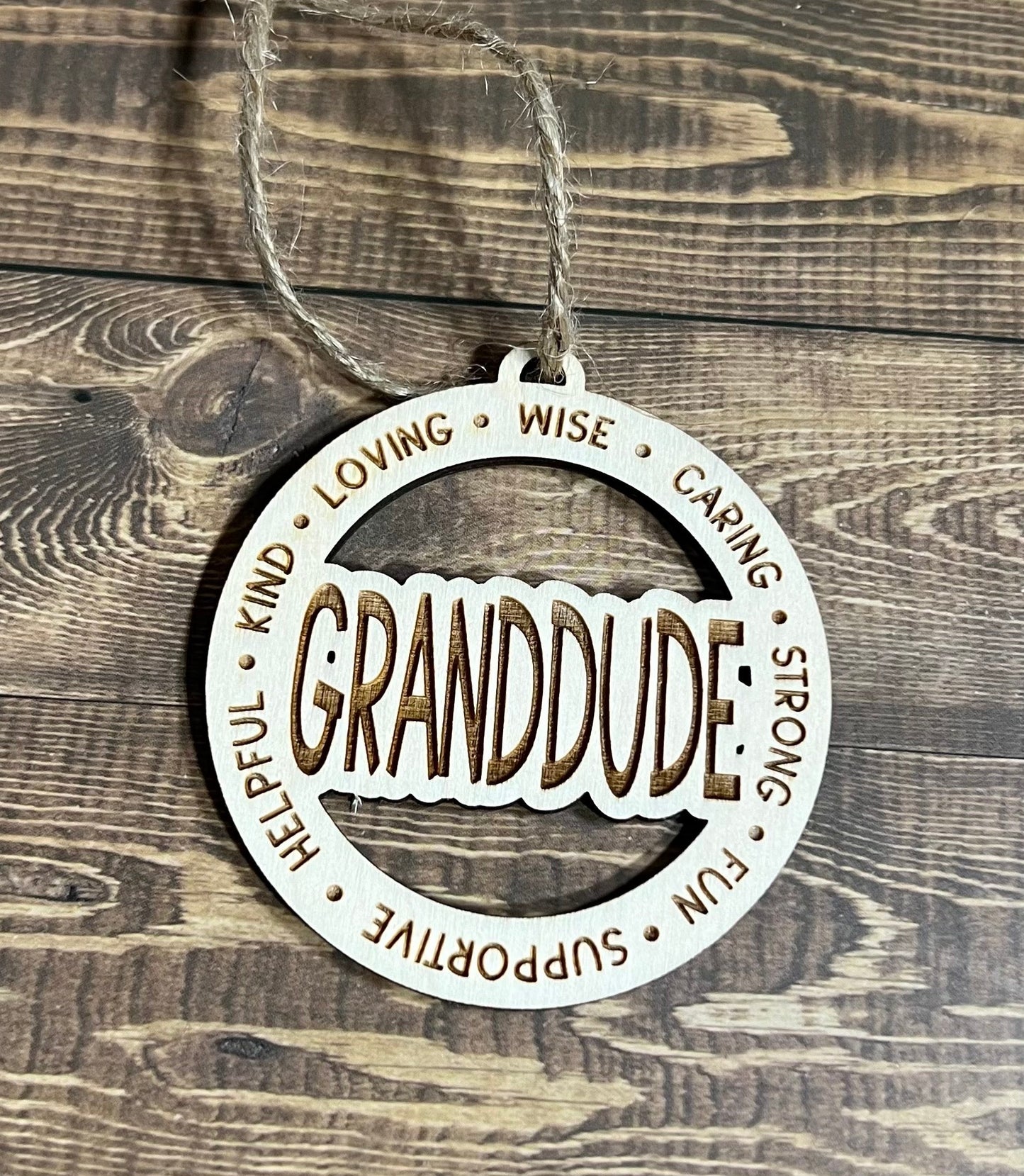 GRANDDUDE Ornaments ,Personalized Ornament, Wooden Family Ornament , Laser Engraved Wood Ornament