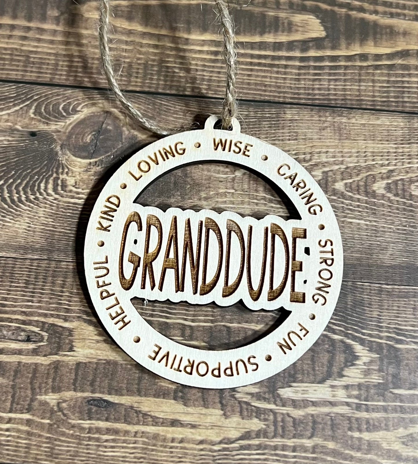 GRANDDUDE Ornaments ,Personalized Ornament, Wooden Family Ornament , Laser Engraved Wood Ornament