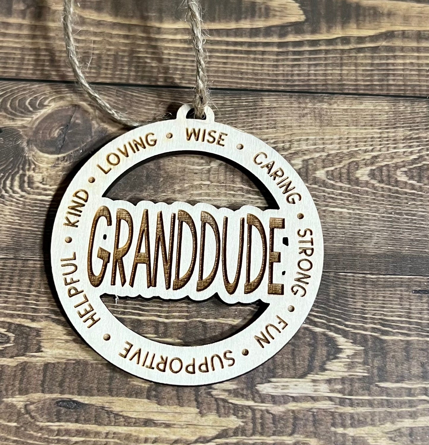 GRANDDUDE Ornaments ,Personalized Ornament, Wooden Family Ornament , Laser Engraved Wood Ornament