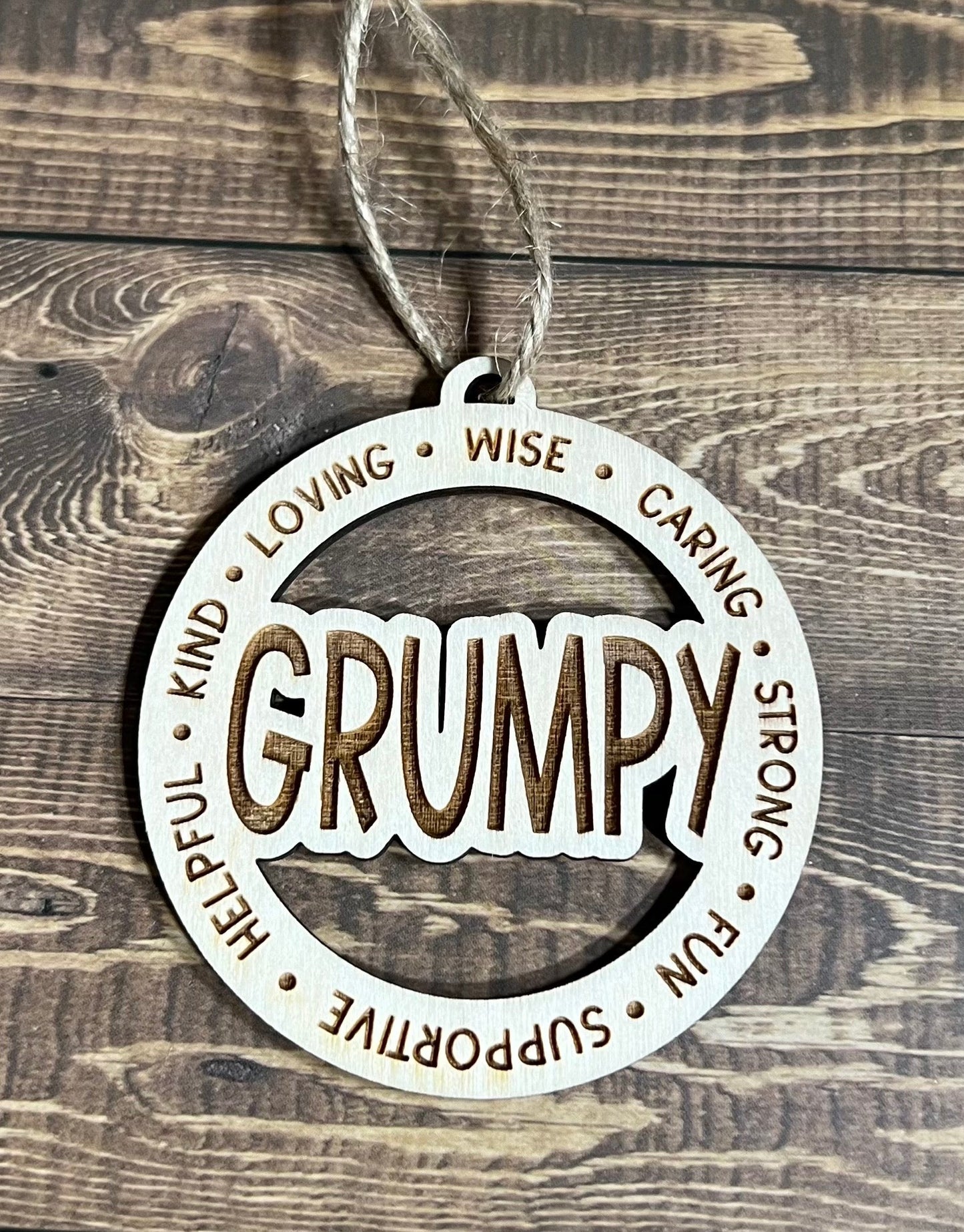 GRUMPY Ornaments ,Personalized Ornament, Wooden Family Ornament , Laser Engraved Wood Ornament