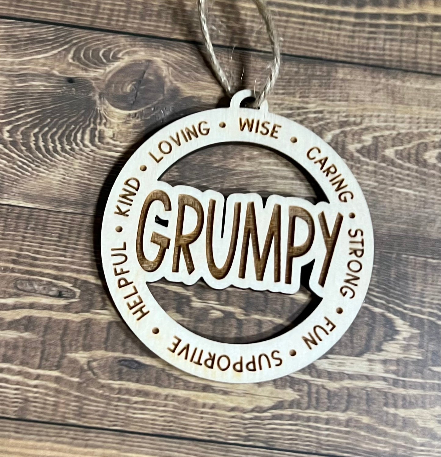 GRUMPY Ornaments ,Personalized Ornament, Wooden Family Ornament , Laser Engraved Wood Ornament