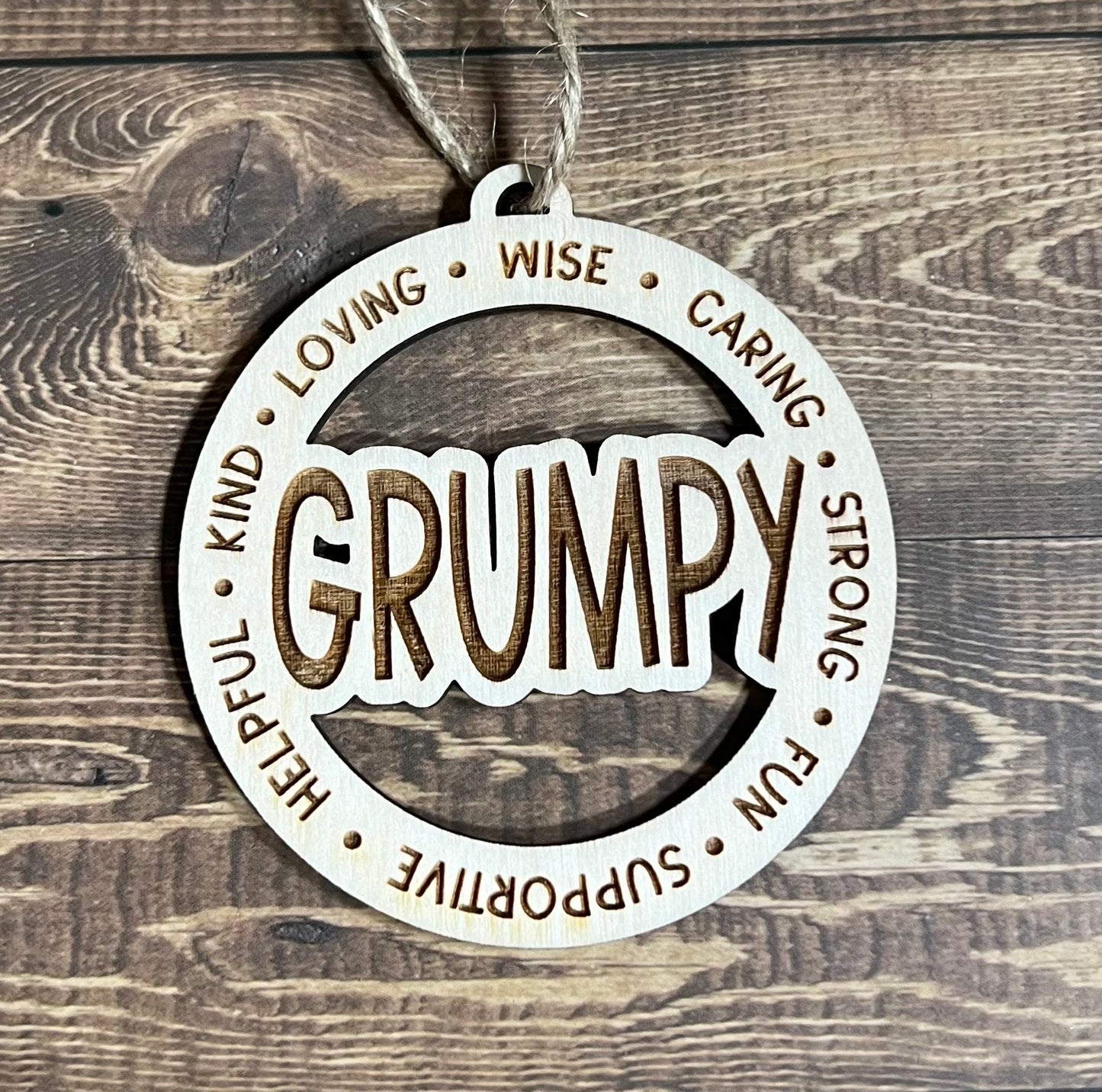 GRUMPY Ornaments ,Personalized Ornament, Wooden Family Ornament , Laser Engraved Wood Ornament
