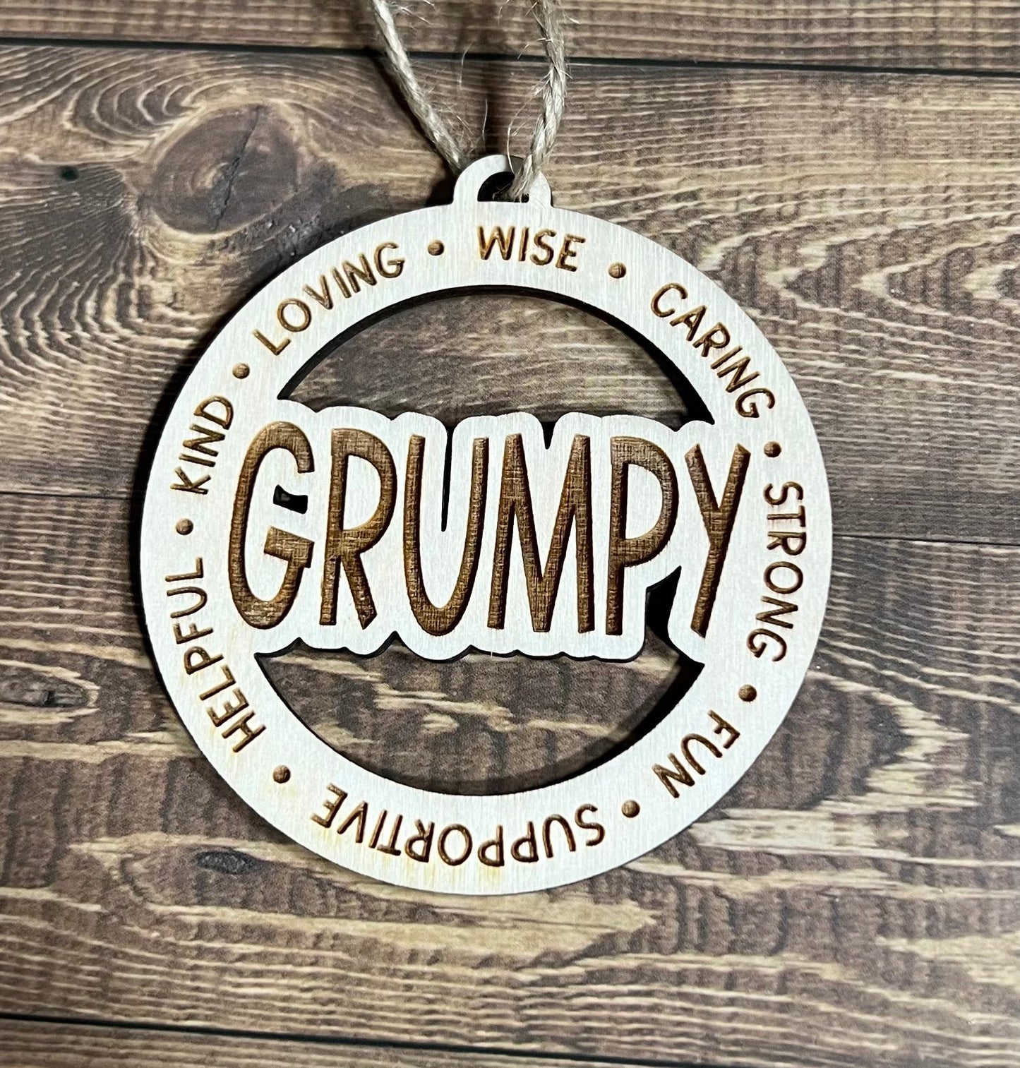 GRUMPY Ornaments ,Personalized Ornament, Wooden Family Ornament , Laser Engraved Wood Ornament
