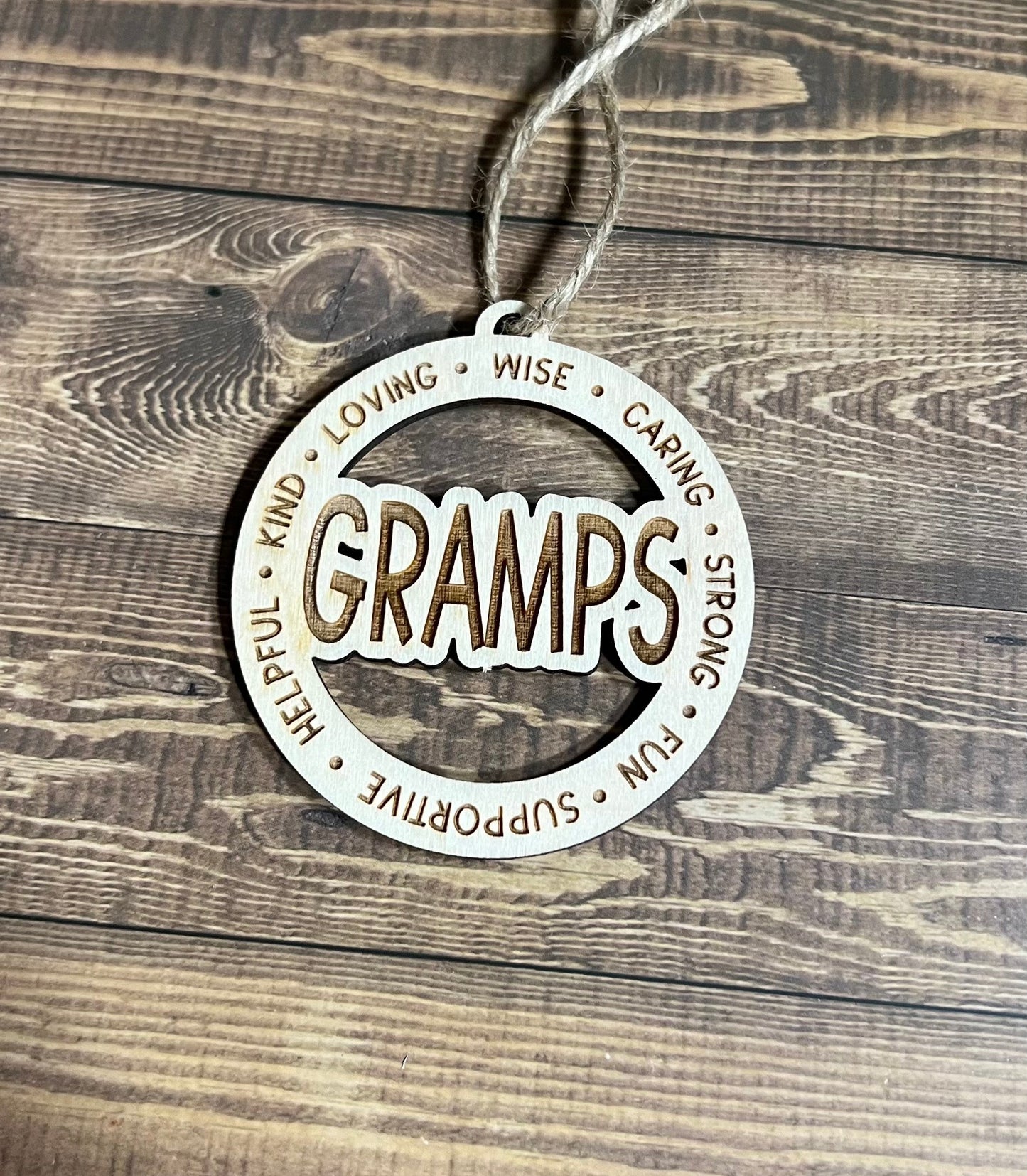 GRAMPS Ornament ,Personalized Ornament, Wooden Family Ornament , Laser Engraved Wood Ornament
