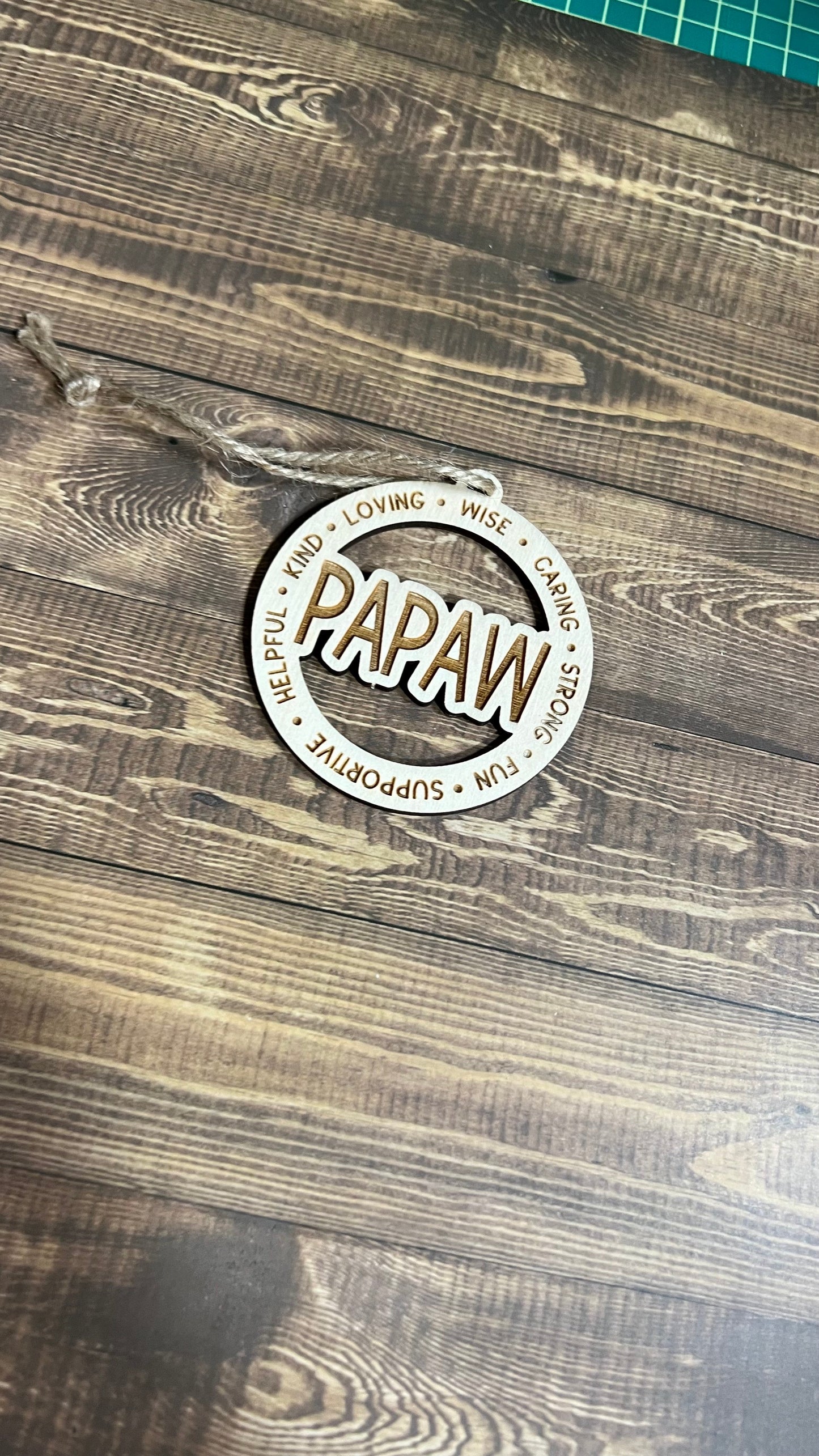 PAW Ornament ,Personalized Ornament, Wooden Family Ornament , Laser Engraved Wood Ornament
