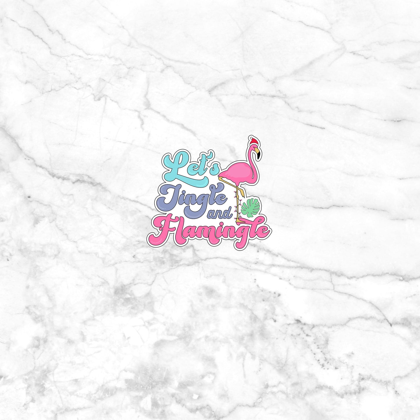 Christmas in July Sticker, Lets Jingle and Flamingle Sticker