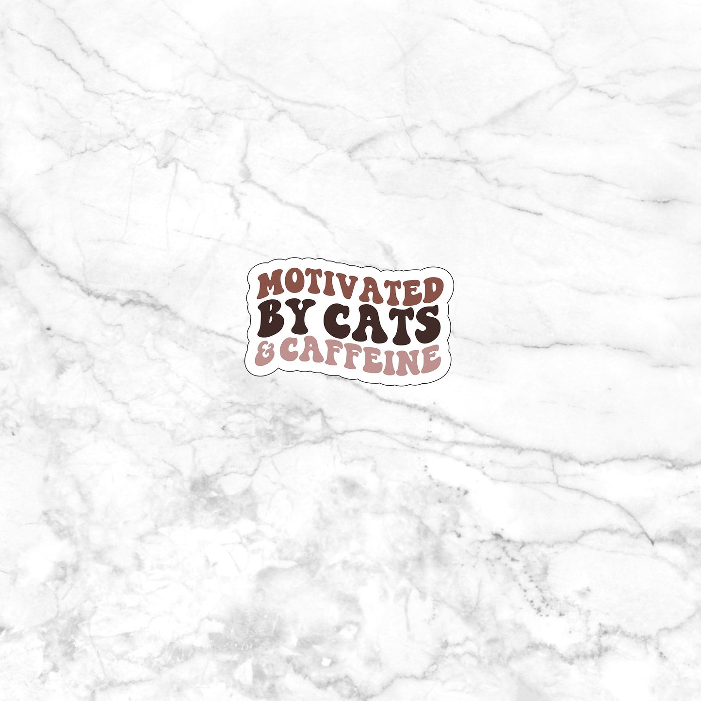 Motivated by cats and caffeine Sticker, Vinyl sticker, laptop sticker, Tablet sticker